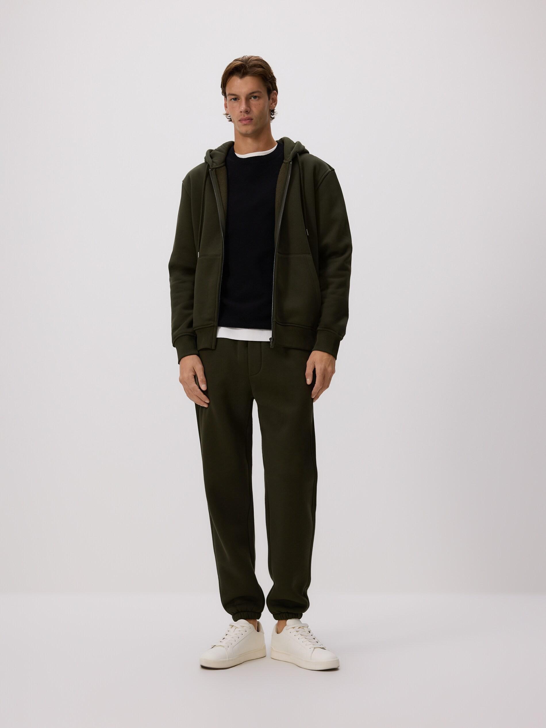 Green Regular Fit Tracksuit Bottoms, Khaki, medium