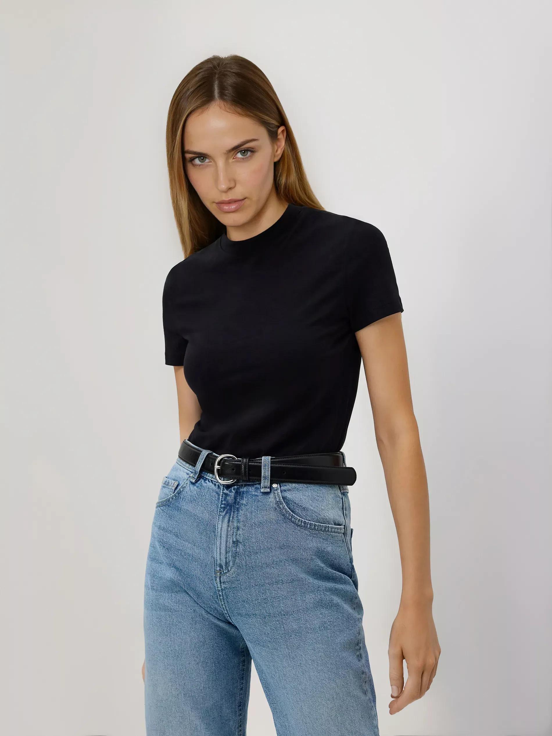 Black Slim Fit T-Shirt, Black, large image number 0