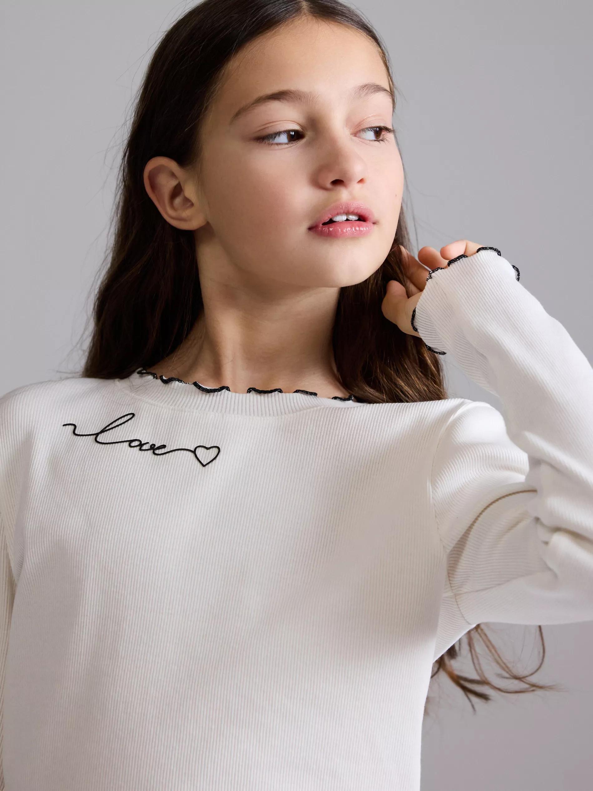 Cream T-Shirt, Kids Girl, , medium