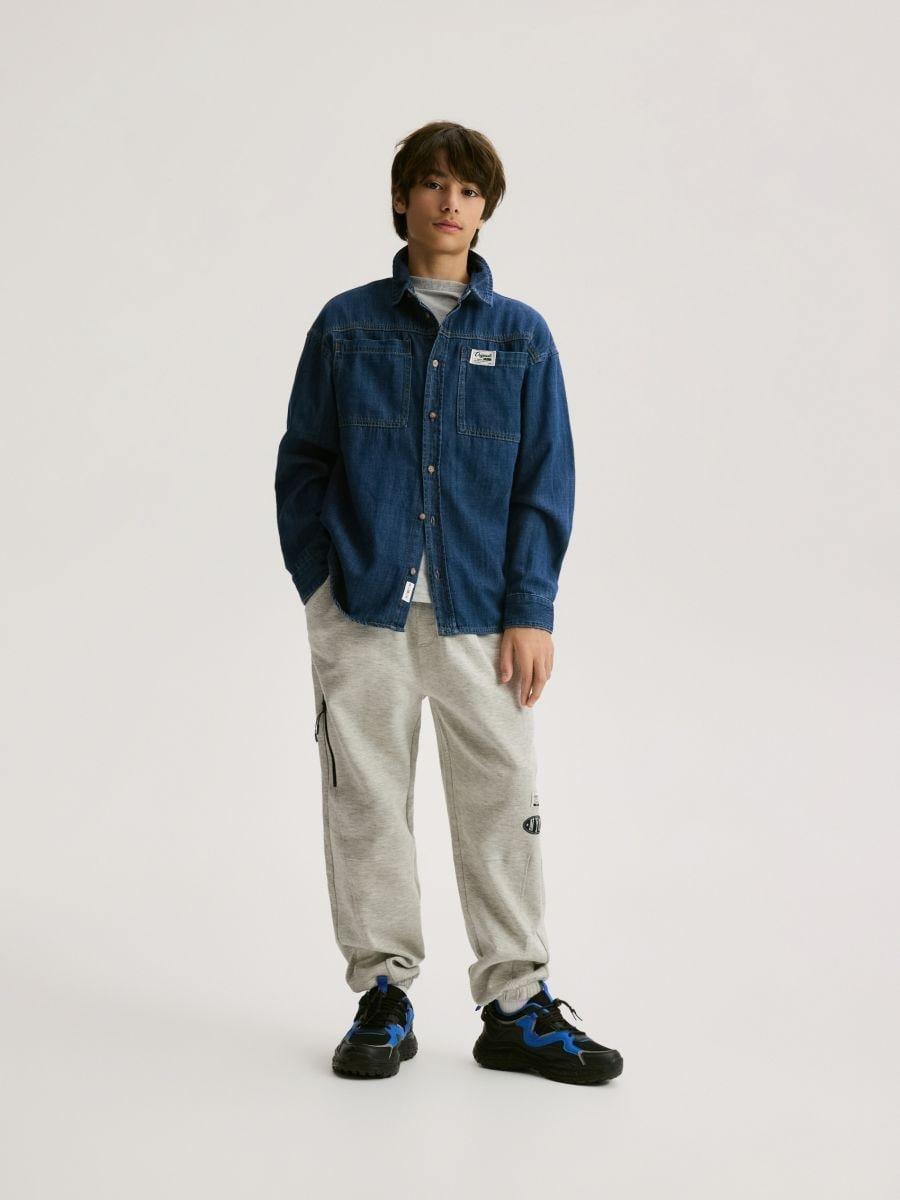 Grey Cotton Joggers, Light grey, large image number 0