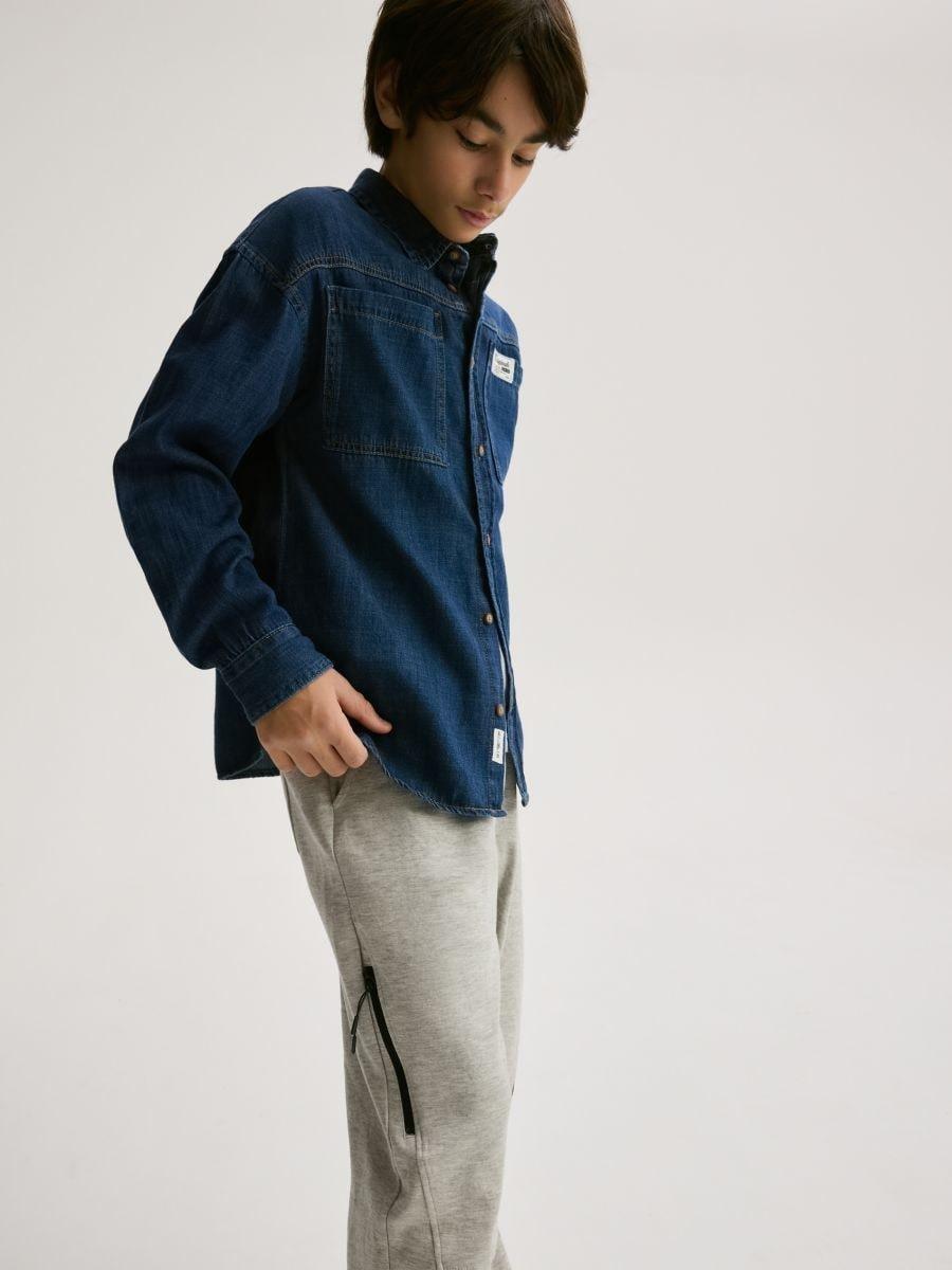 Grey Cotton Joggers, Light grey, large image number 1