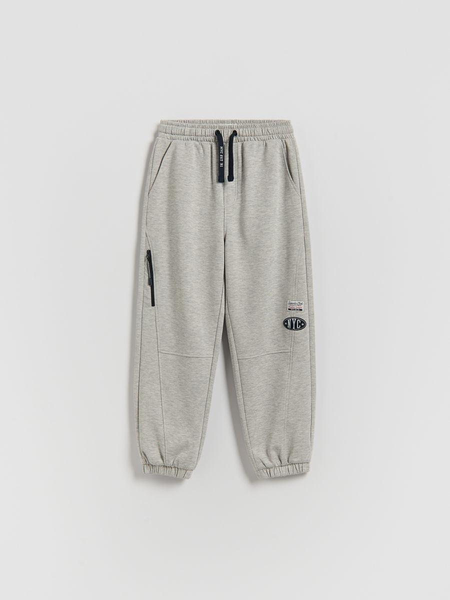 Grey Cotton Joggers, Light grey, medium