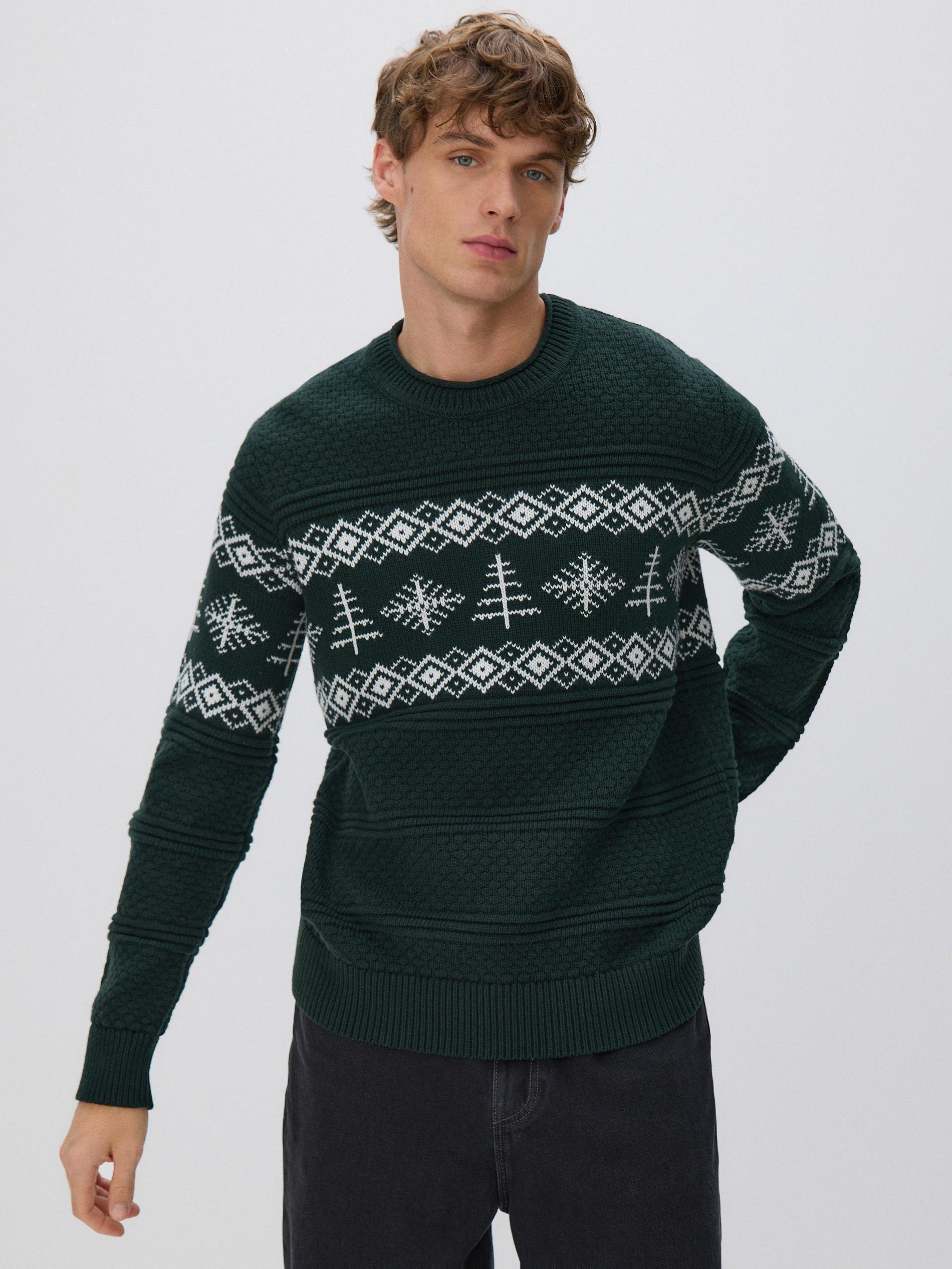 MEN`S SWEATER DARK GREEN, Green, large image number 0