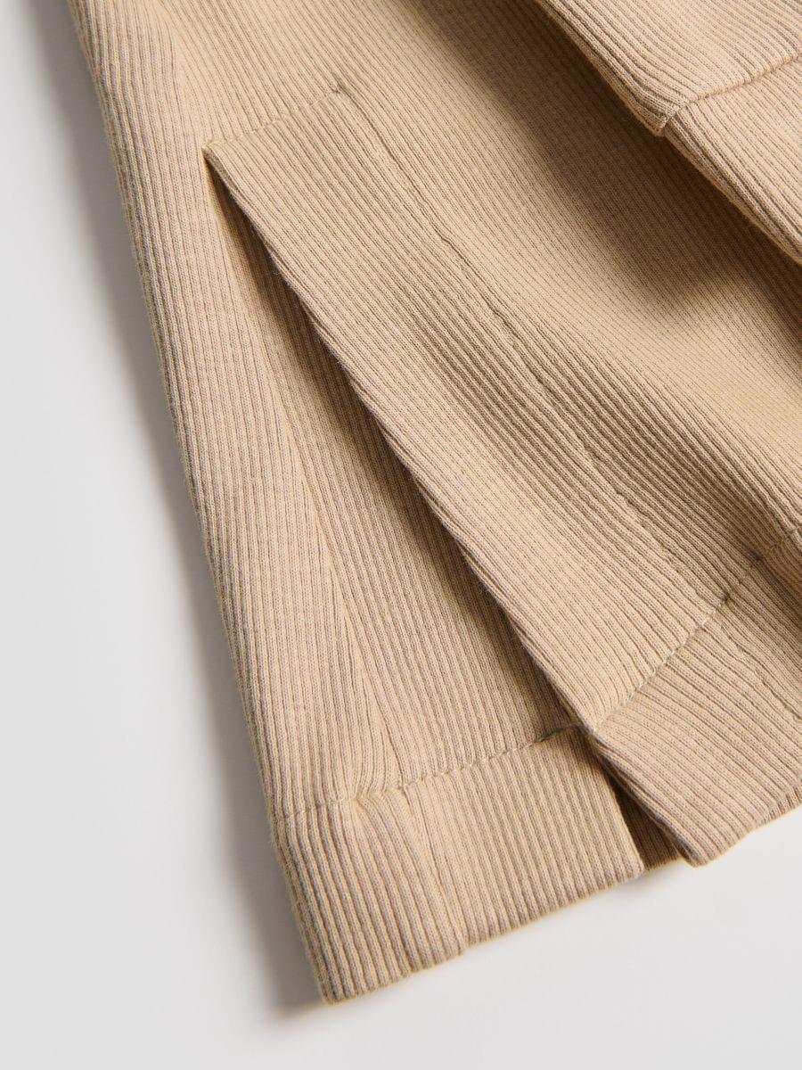 Beige Ribbed Flared Leggings, Beige, large image number 1
