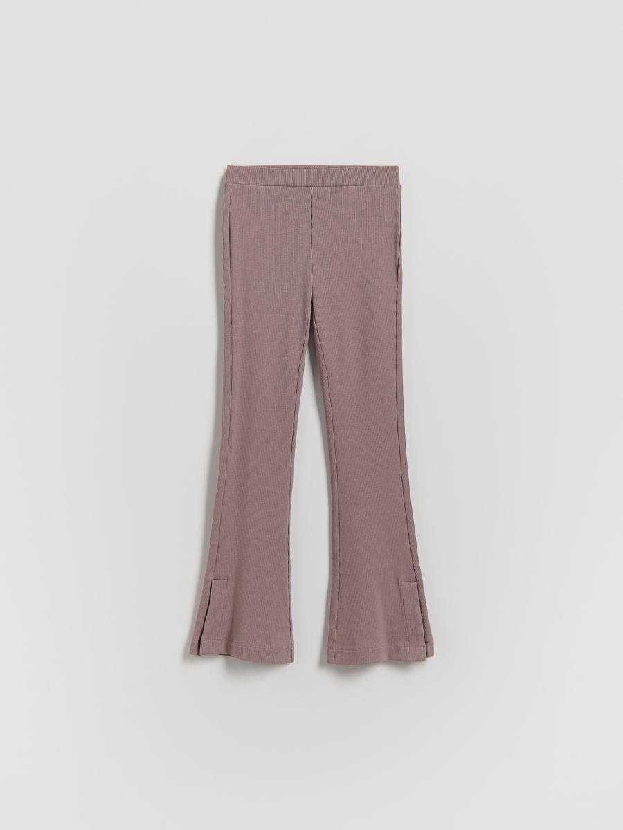 Purple Ribbed Flared Leggings, Purple, large image number 0