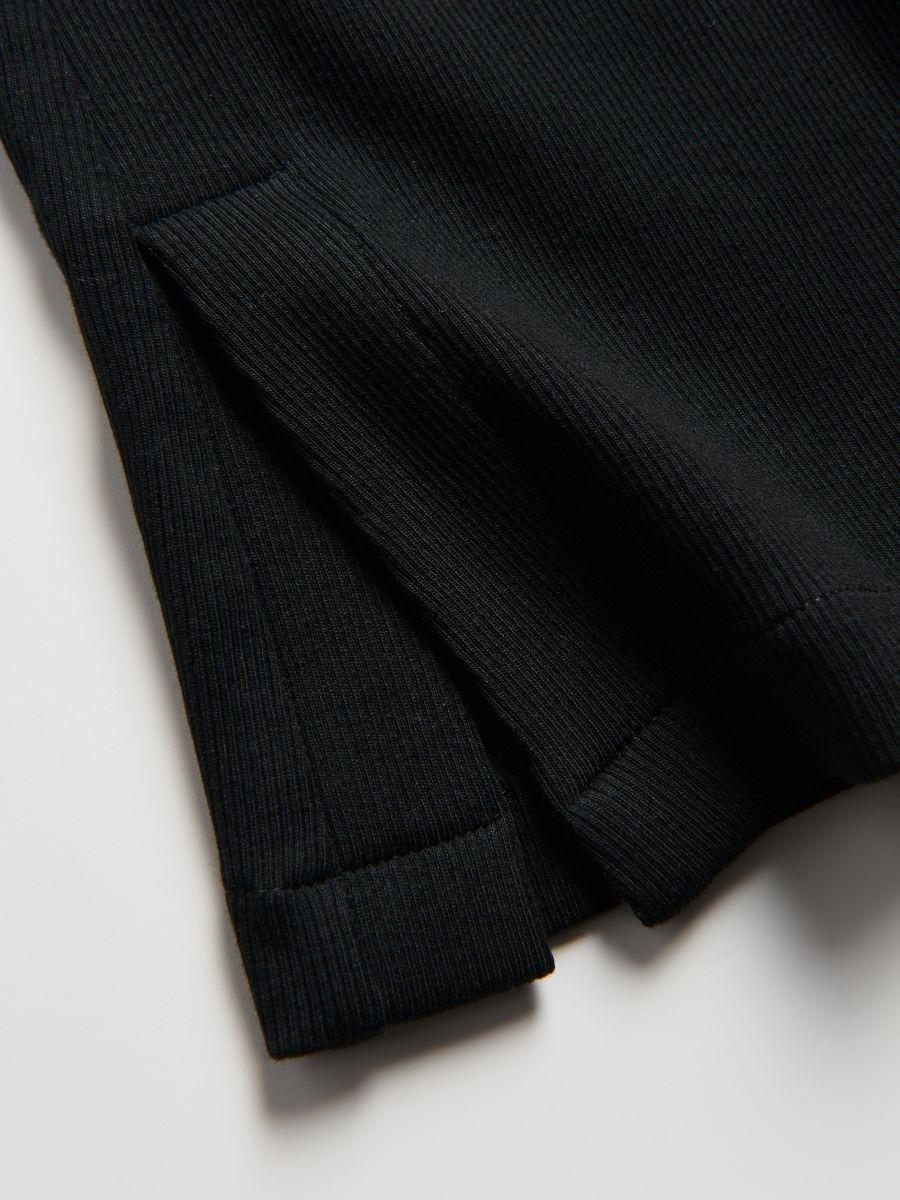 Black Ribbed Flared Leggings, Black, large image number 1