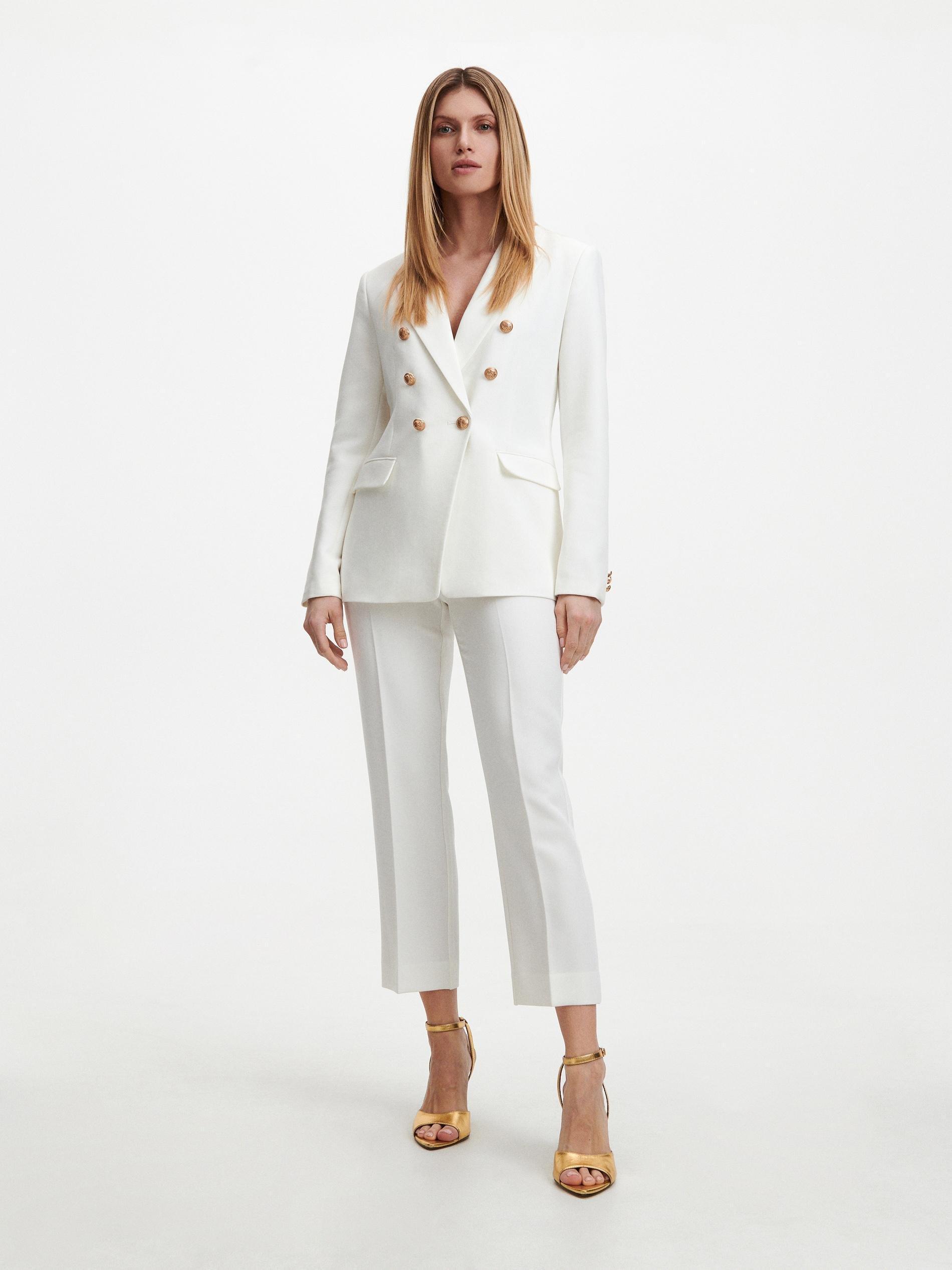 White Elegant Pressed Crease Trousers, , large image number 0