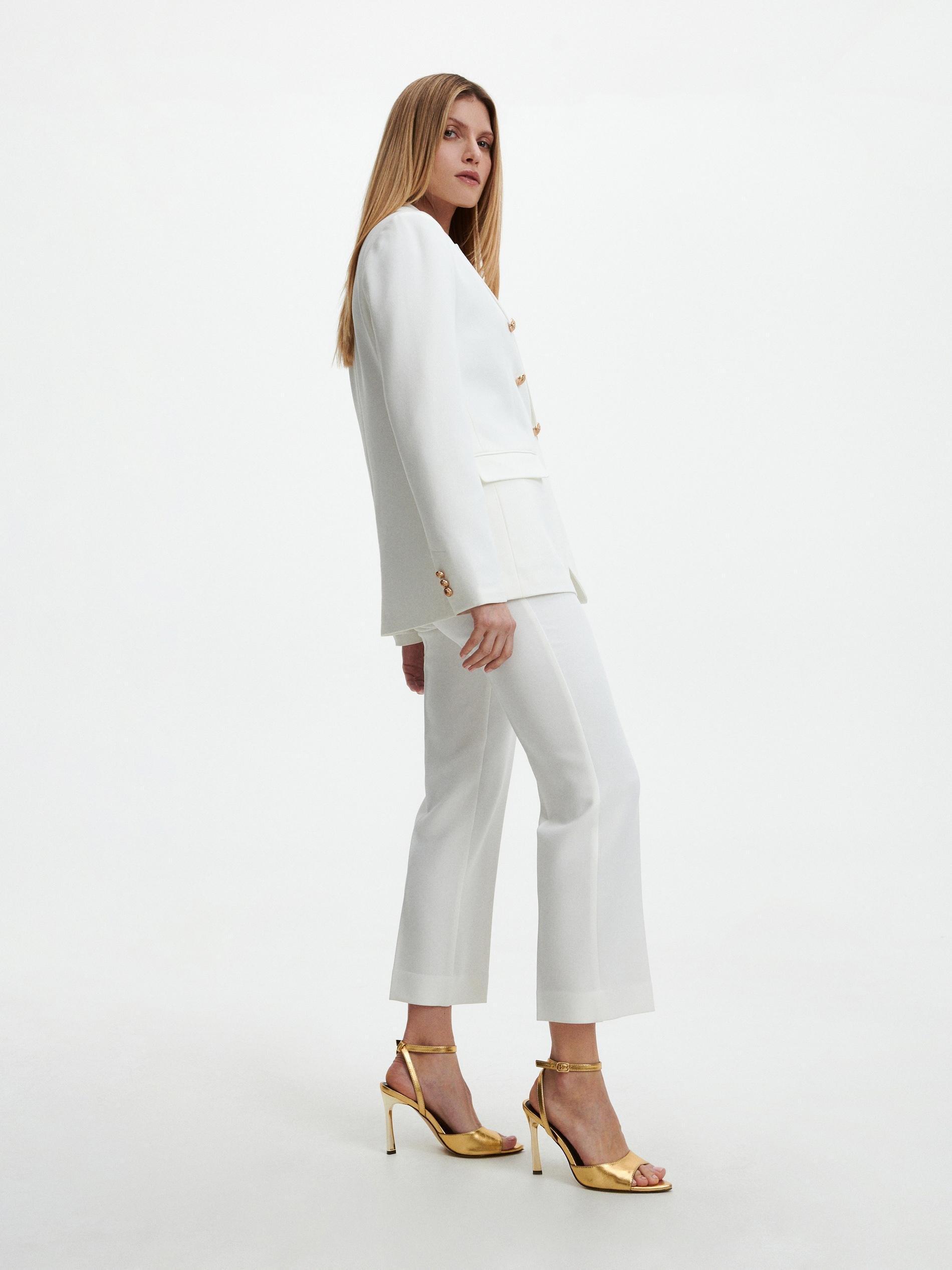 White Elegant Pressed Crease Trousers, , large image number 1
