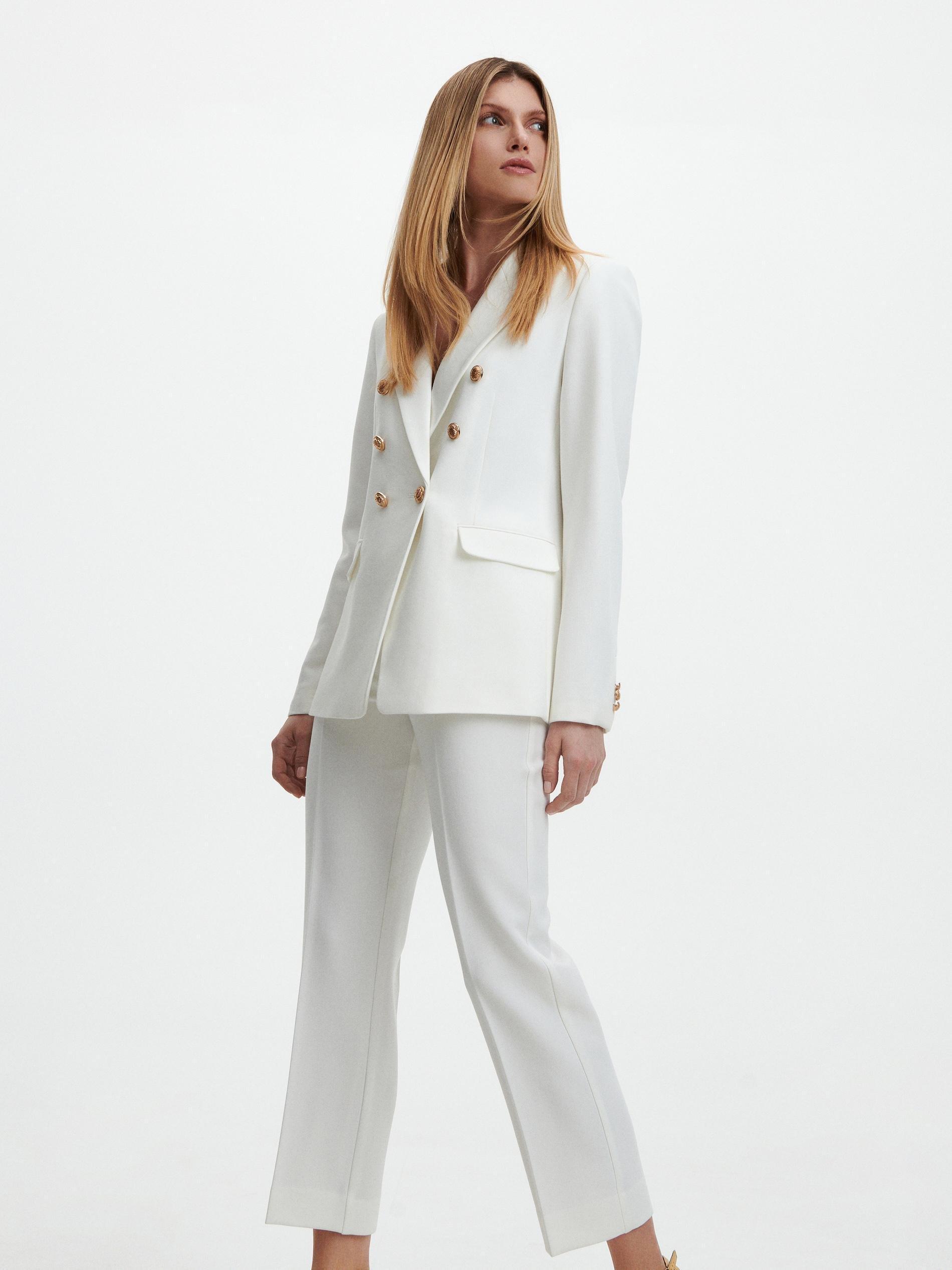 White Elegant Pressed Crease Trousers, , large image number 3