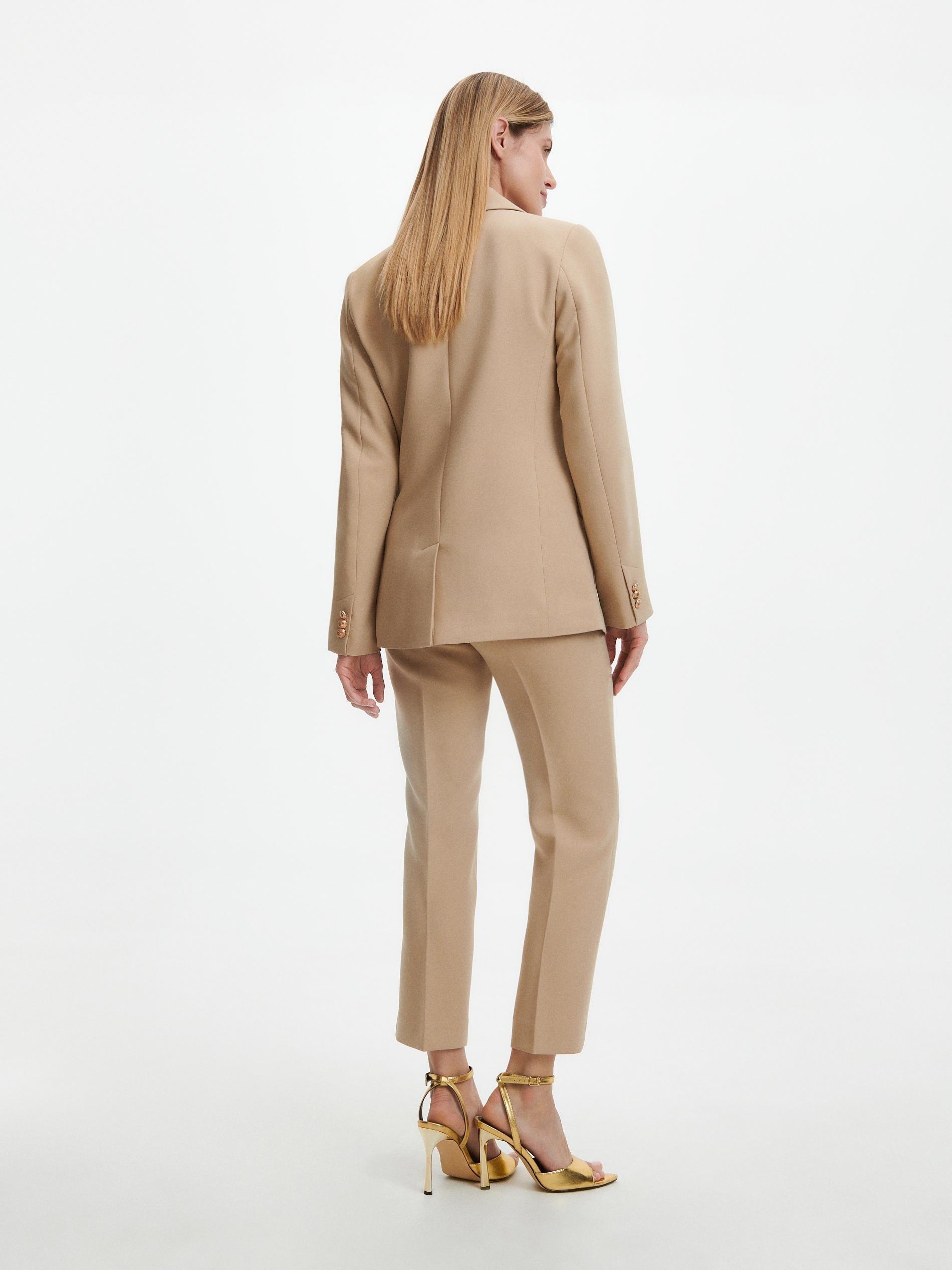 Beige Elegant Pressed Crease Trousers, , large image number 3