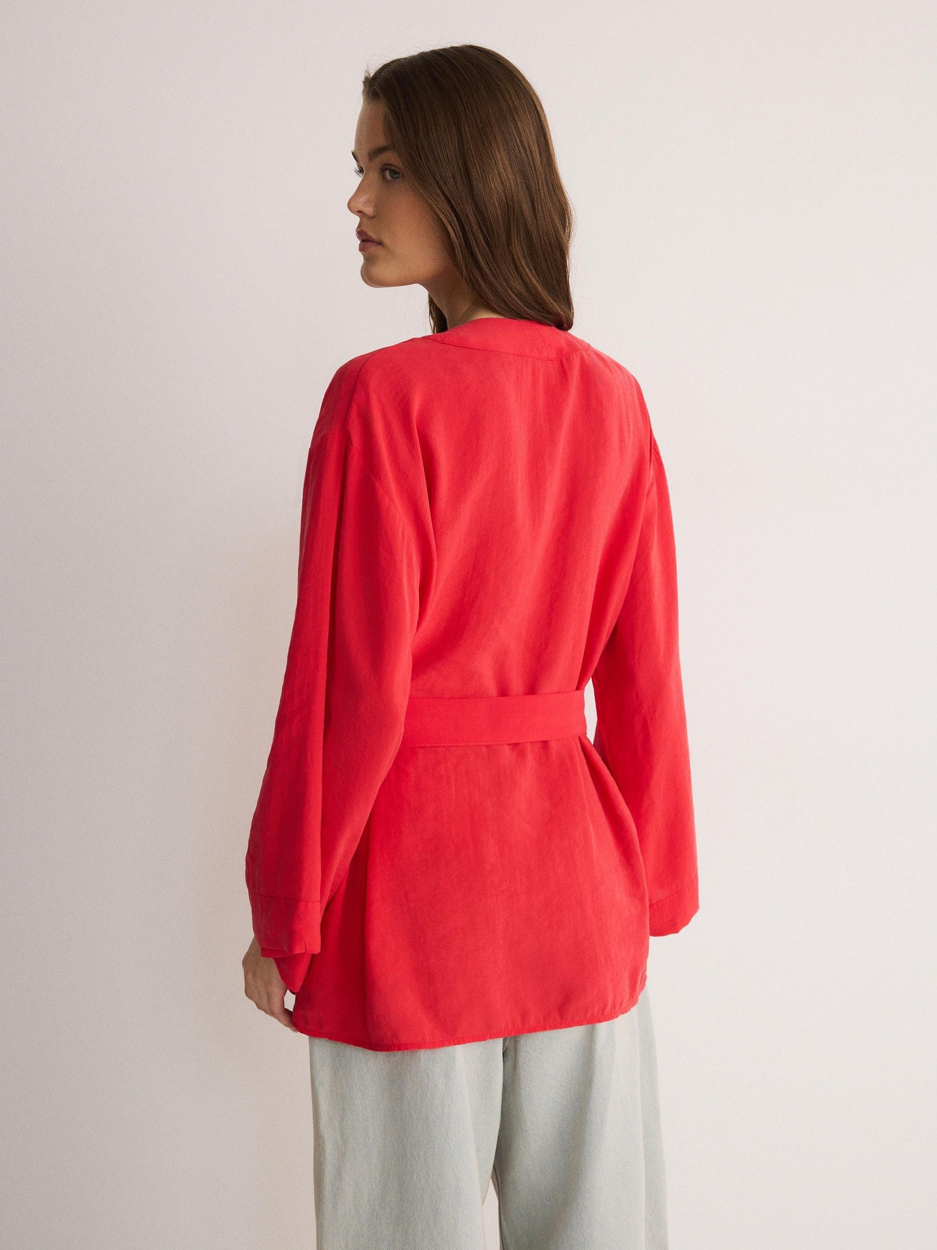 Red Blouse With Tie Detail, , large image number 7