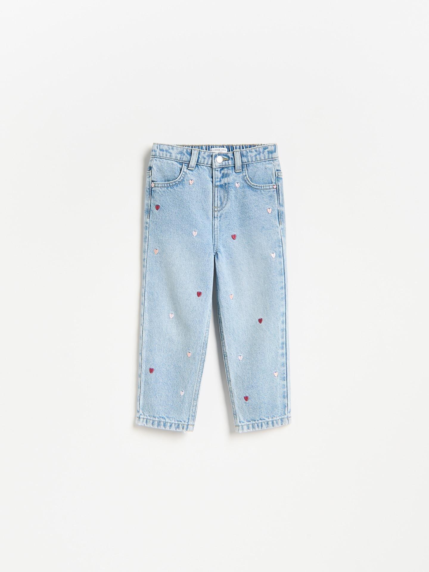 Blue Straight Jeans With Embroidery Detailing, Blue, medium