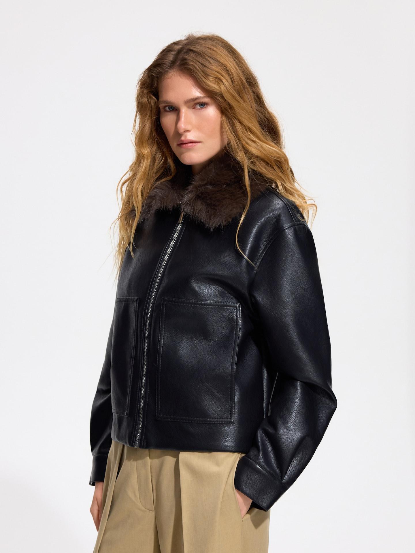 Black Jacket With Detachable Collar, Black, medium