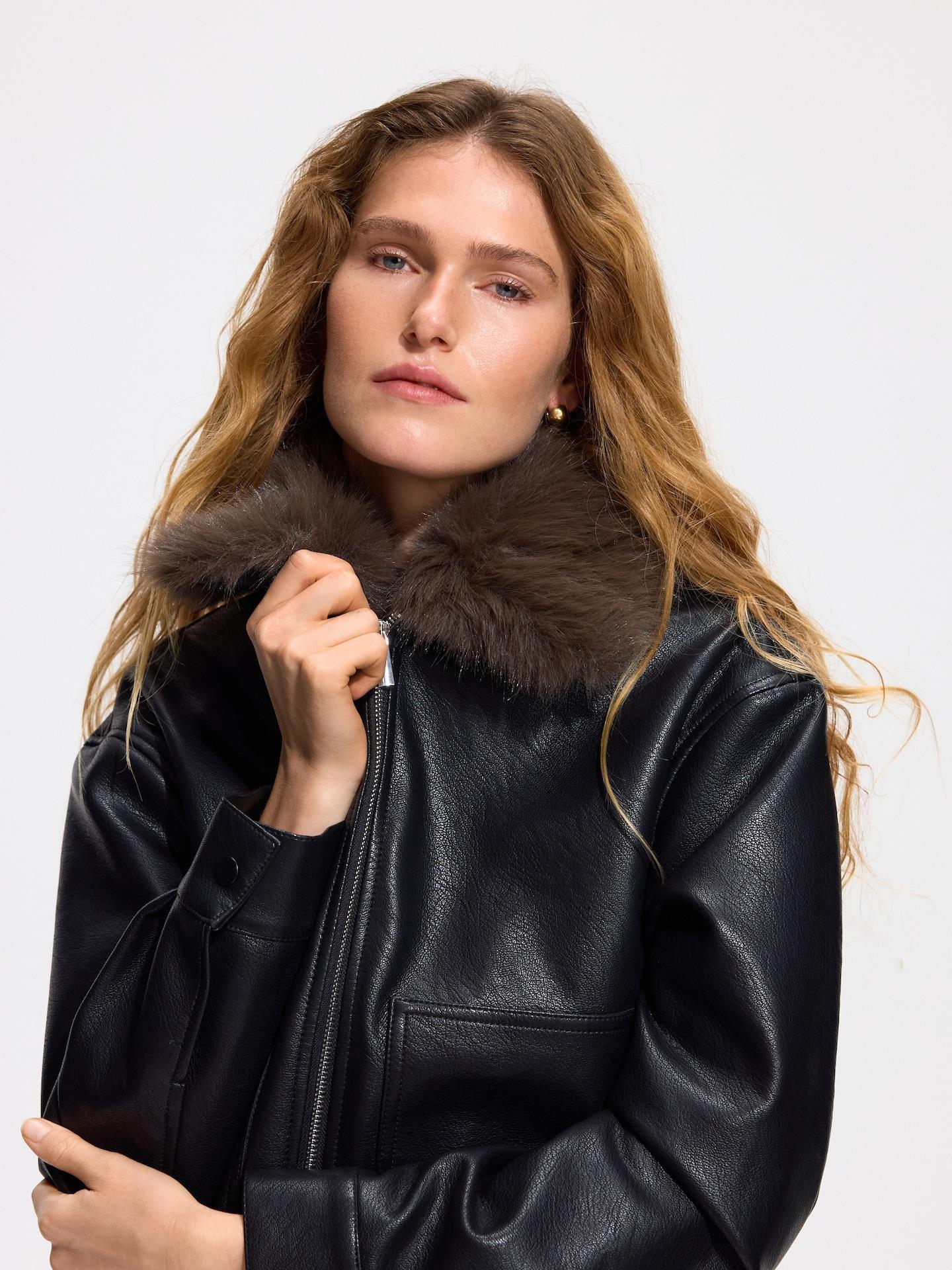Black Jacket With Detachable Collar, Black, large image number 1