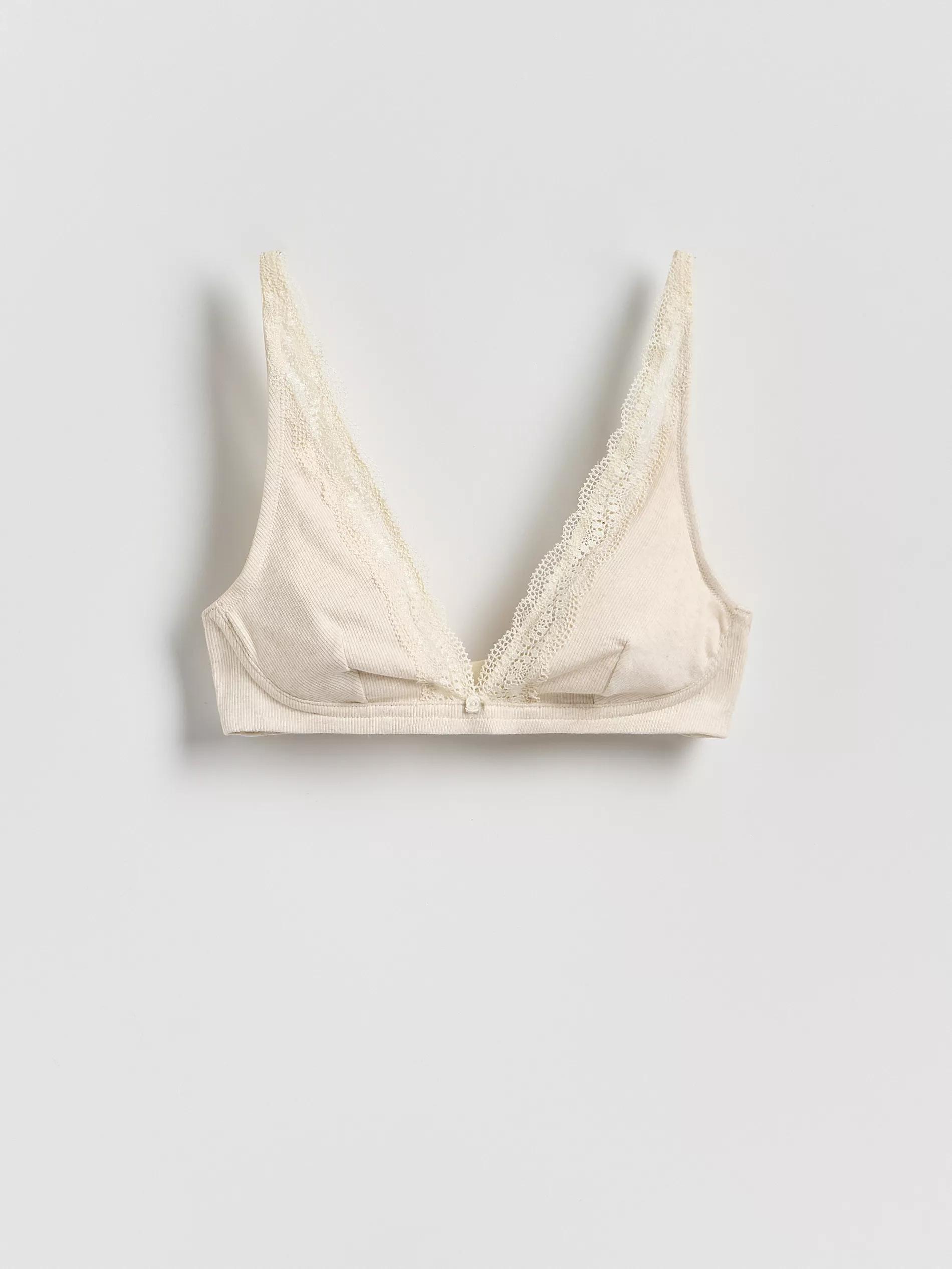 NUDE Soft bra with lace, Ivory, medium