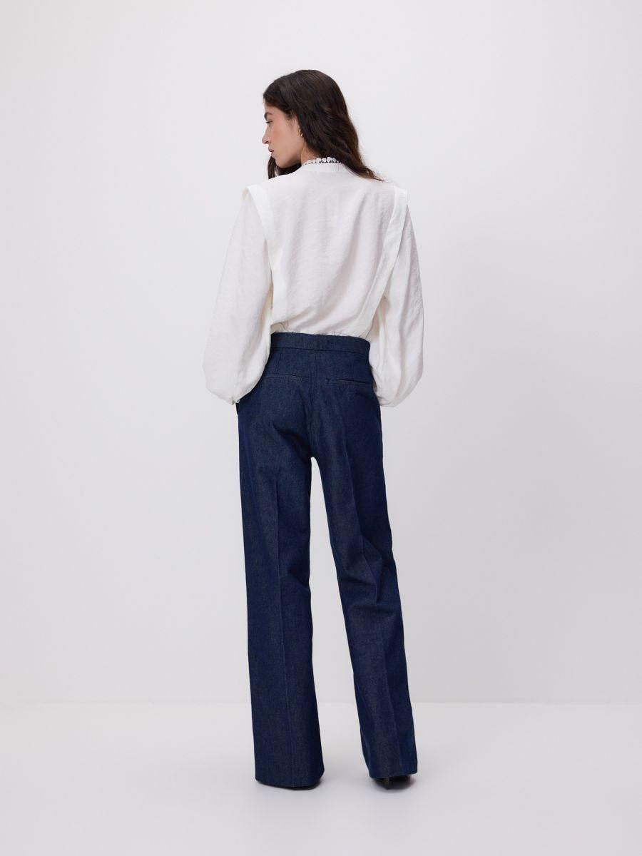 Navy Flare-fit jeans with a pressed crease, Navy, medium