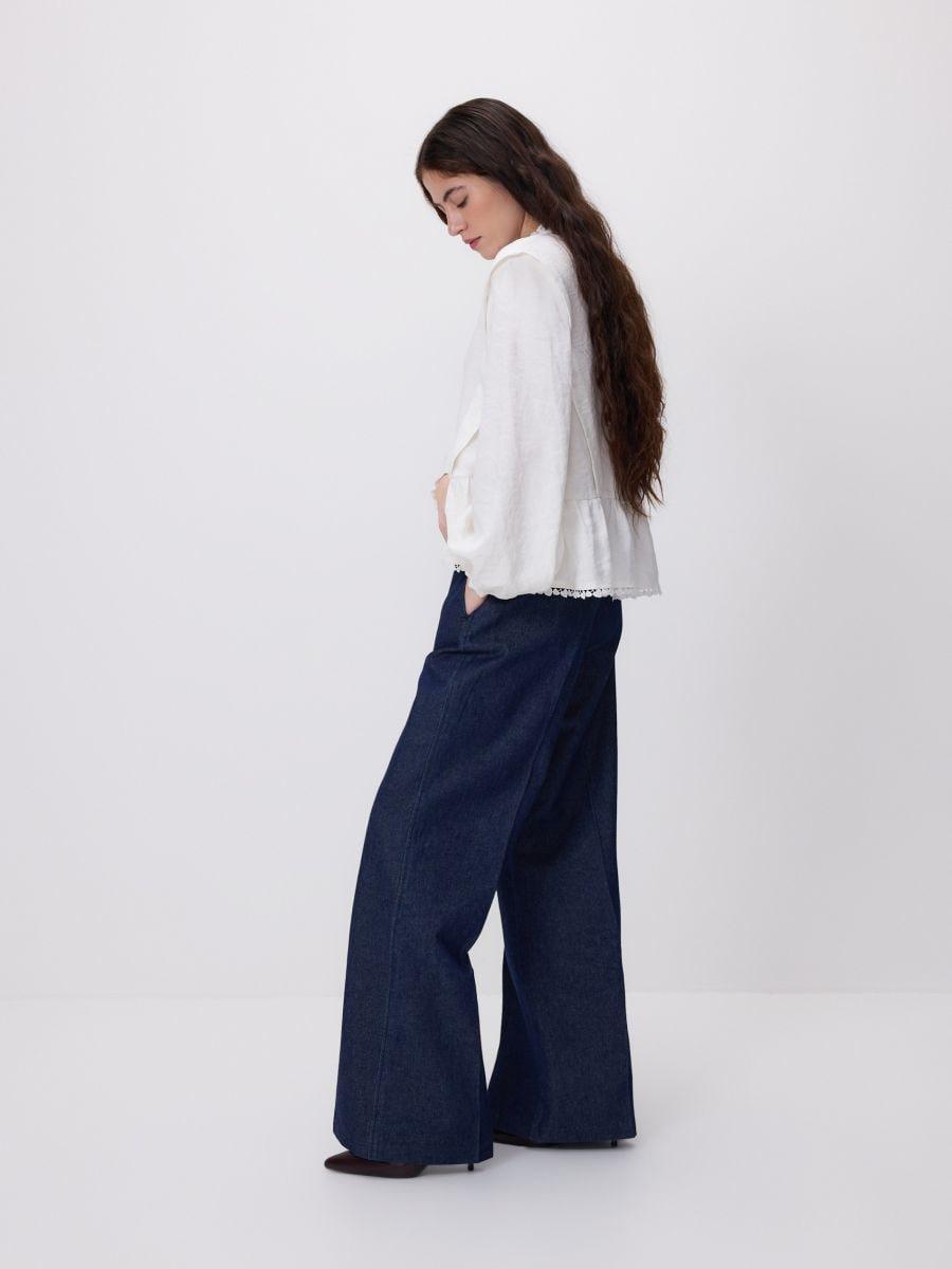 Navy Flare-fit jeans with a pressed crease, Navy, medium