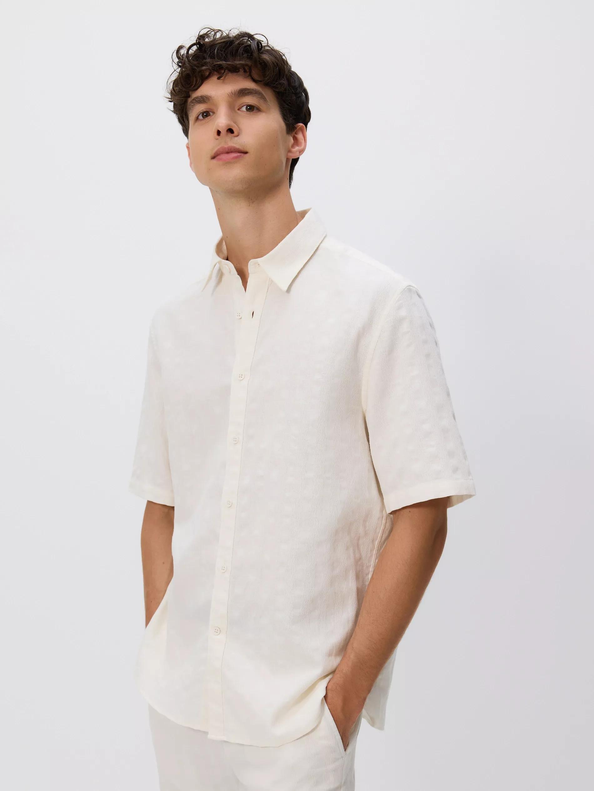 WHITE Regular fit linen blend shirt, , large image number 0