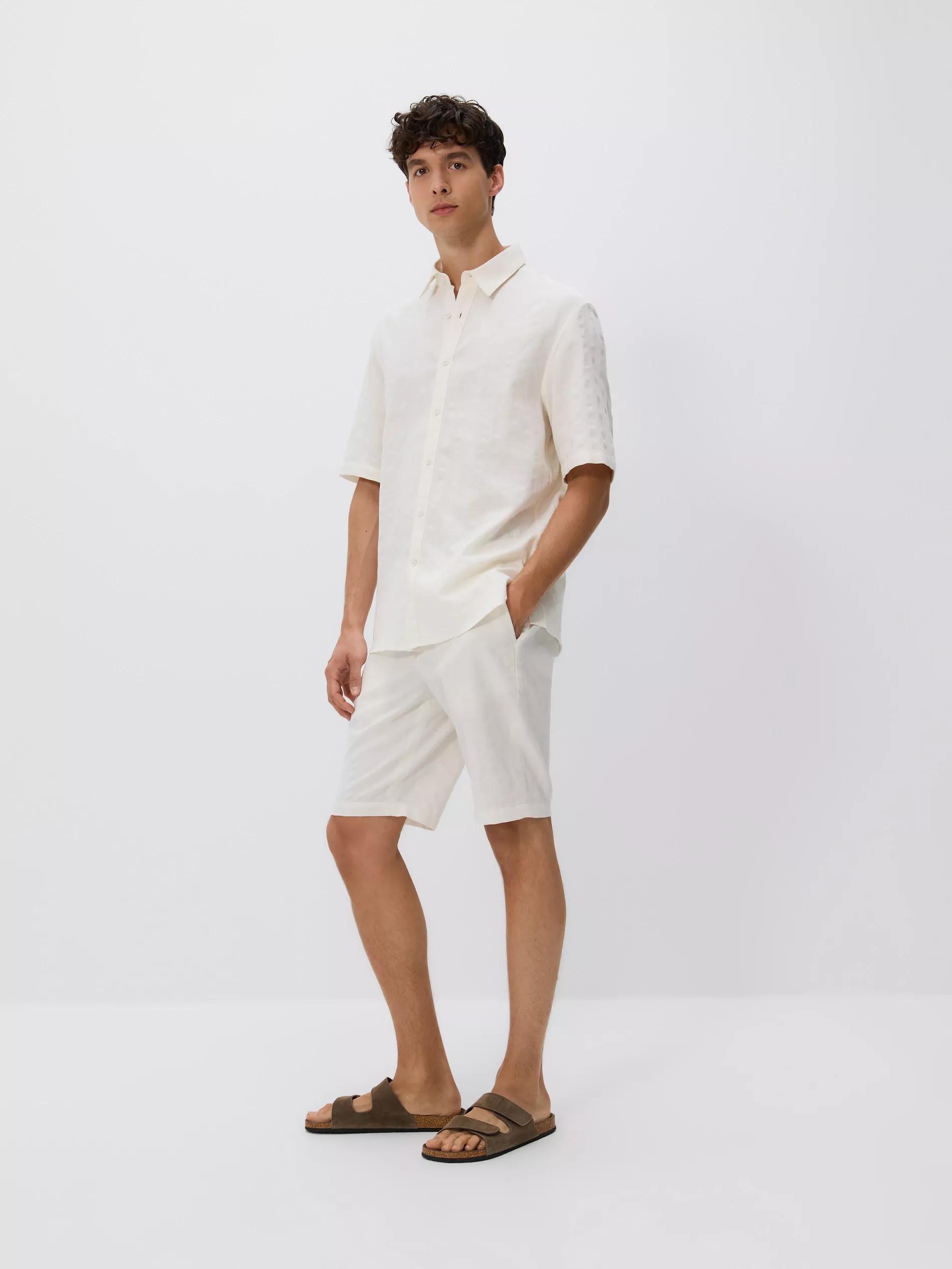 WHITE Regular fit linen blend shirt, , large image number 1