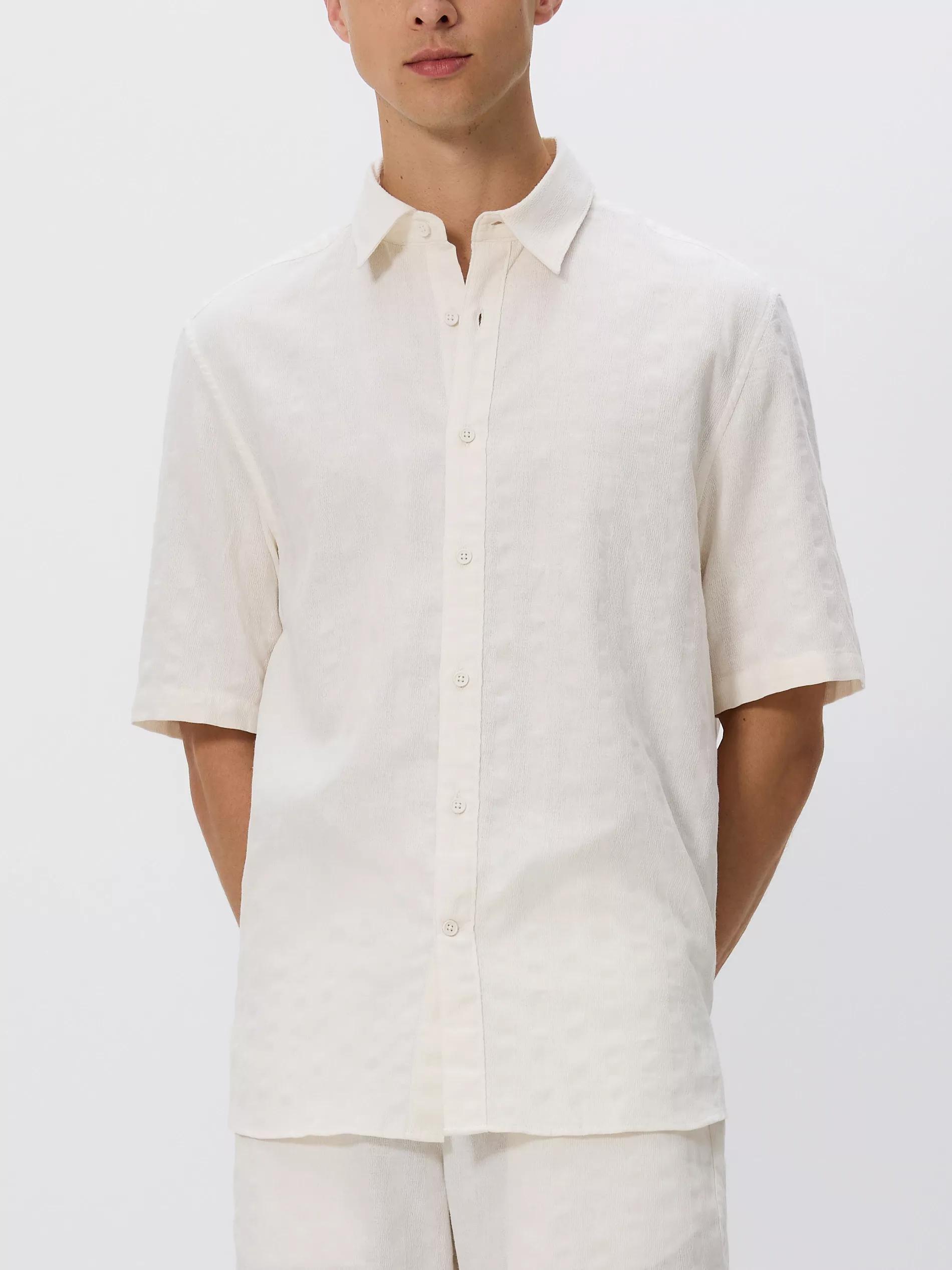 WHITE Regular fit linen blend shirt, , large image number 2