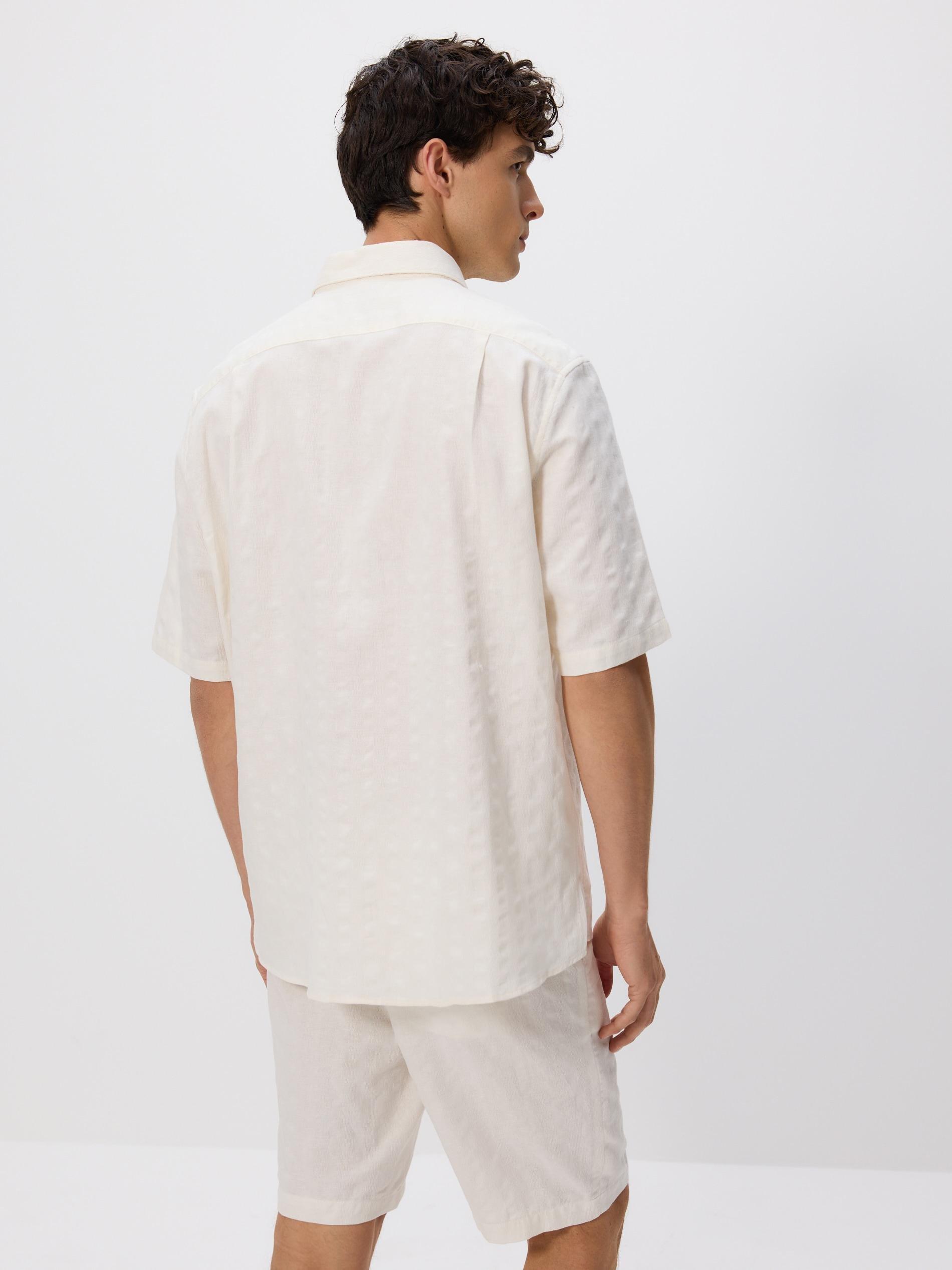 WHITE Regular fit linen blend shirt, , large image number 4