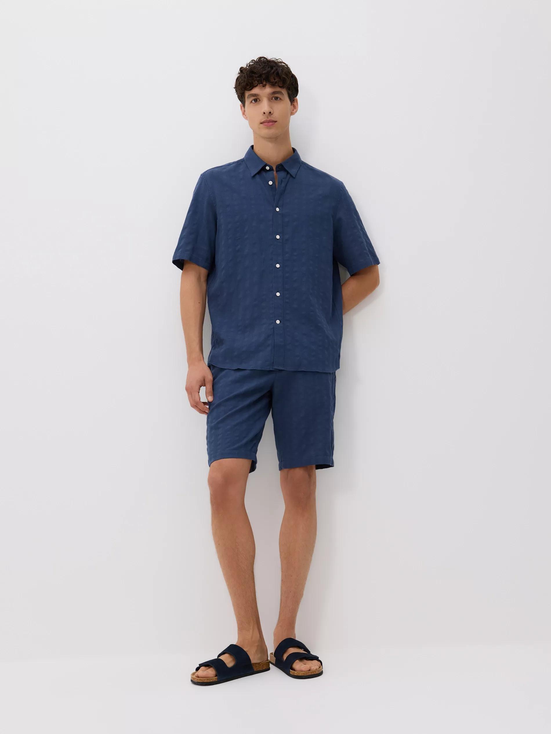 STEEL BLUE Regular fit linen blend shirt, , large image number 2