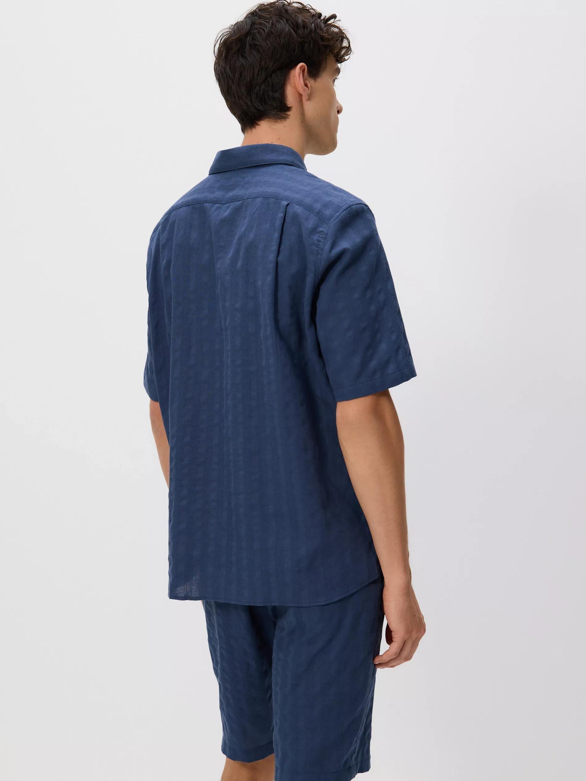 STEEL BLUE Regular fit linen blend shirt, , large image number 3