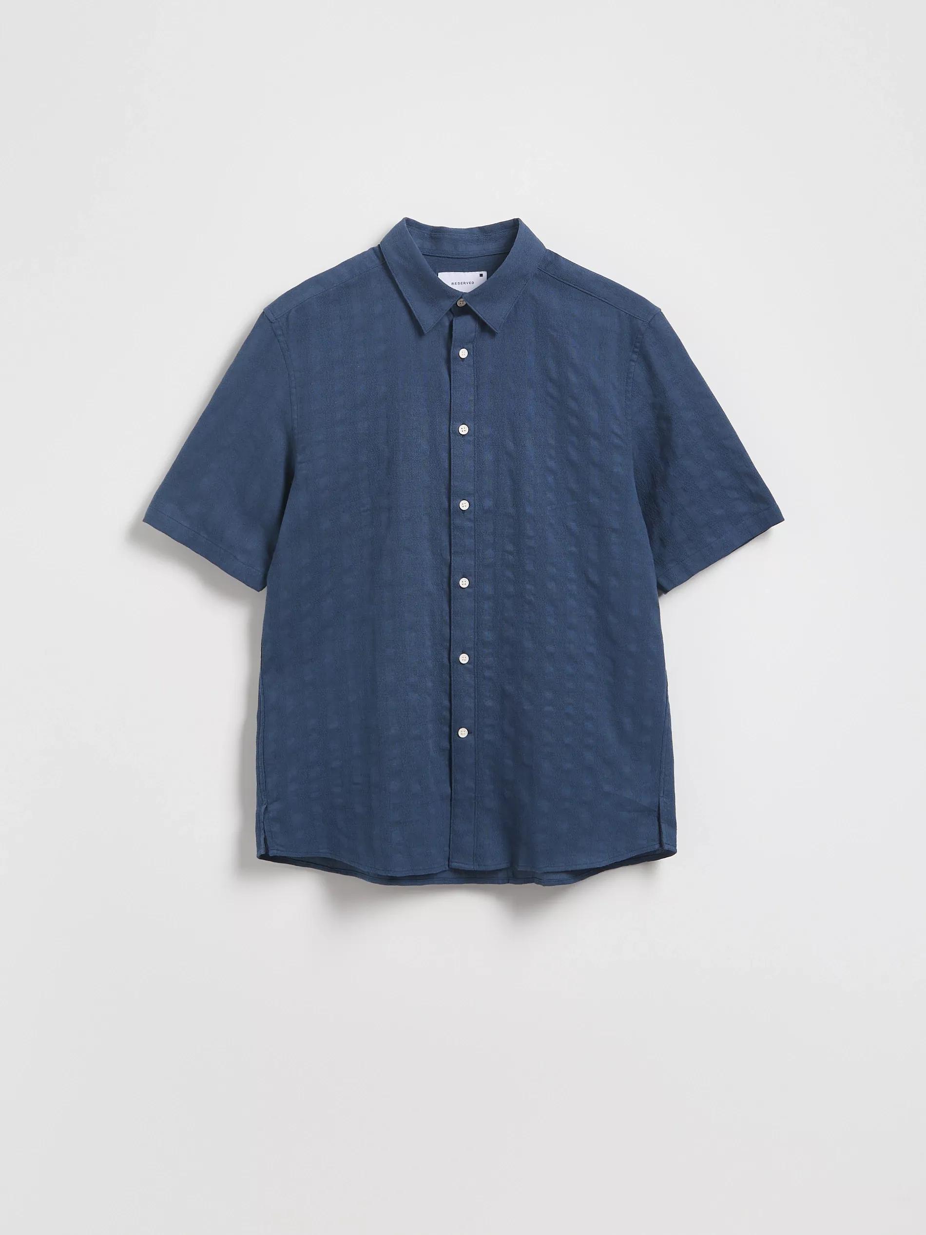 STEEL BLUE Regular fit linen blend shirt, , large image number 4