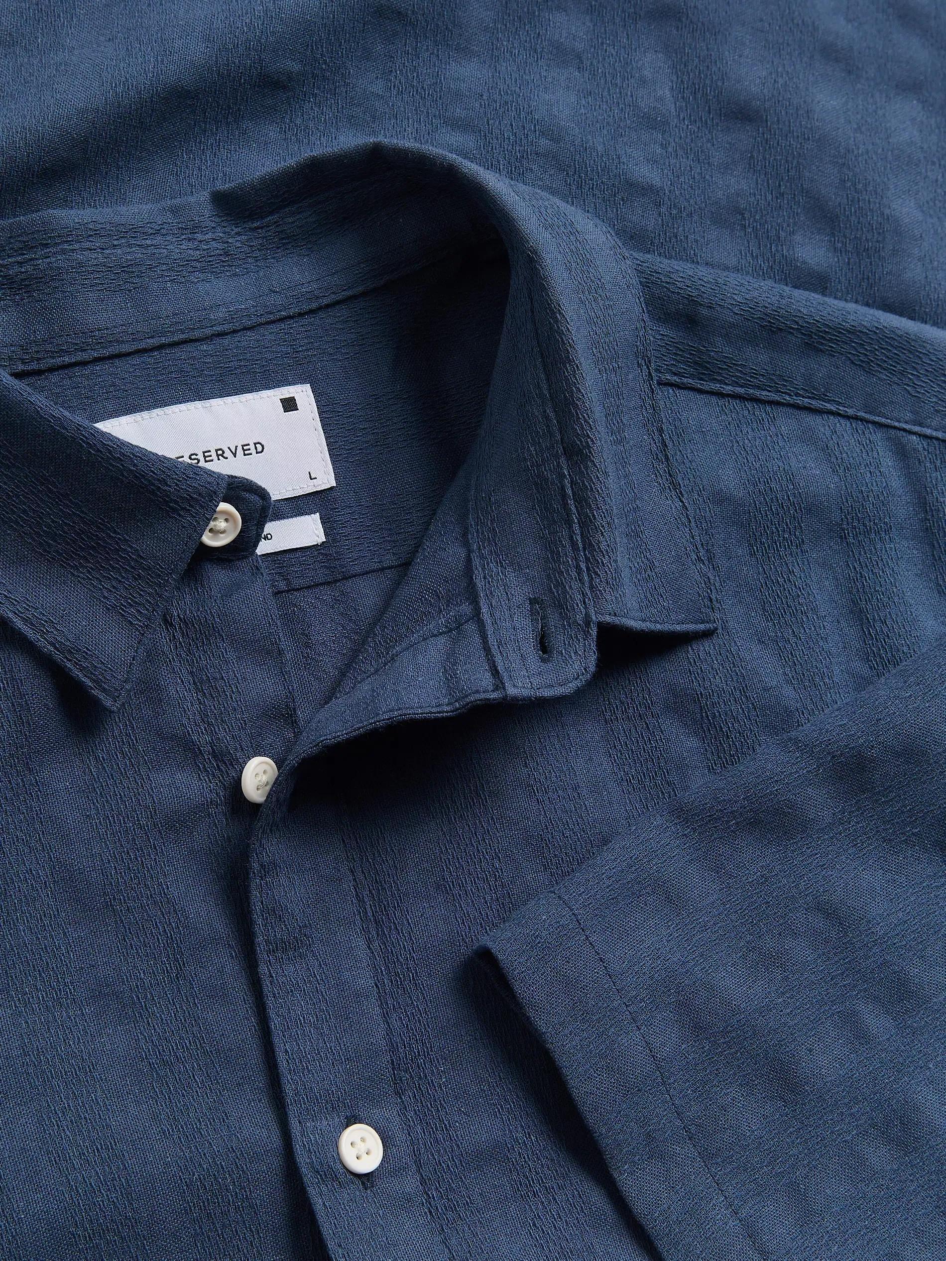 STEEL BLUE Regular fit linen blend shirt, , large image number 5