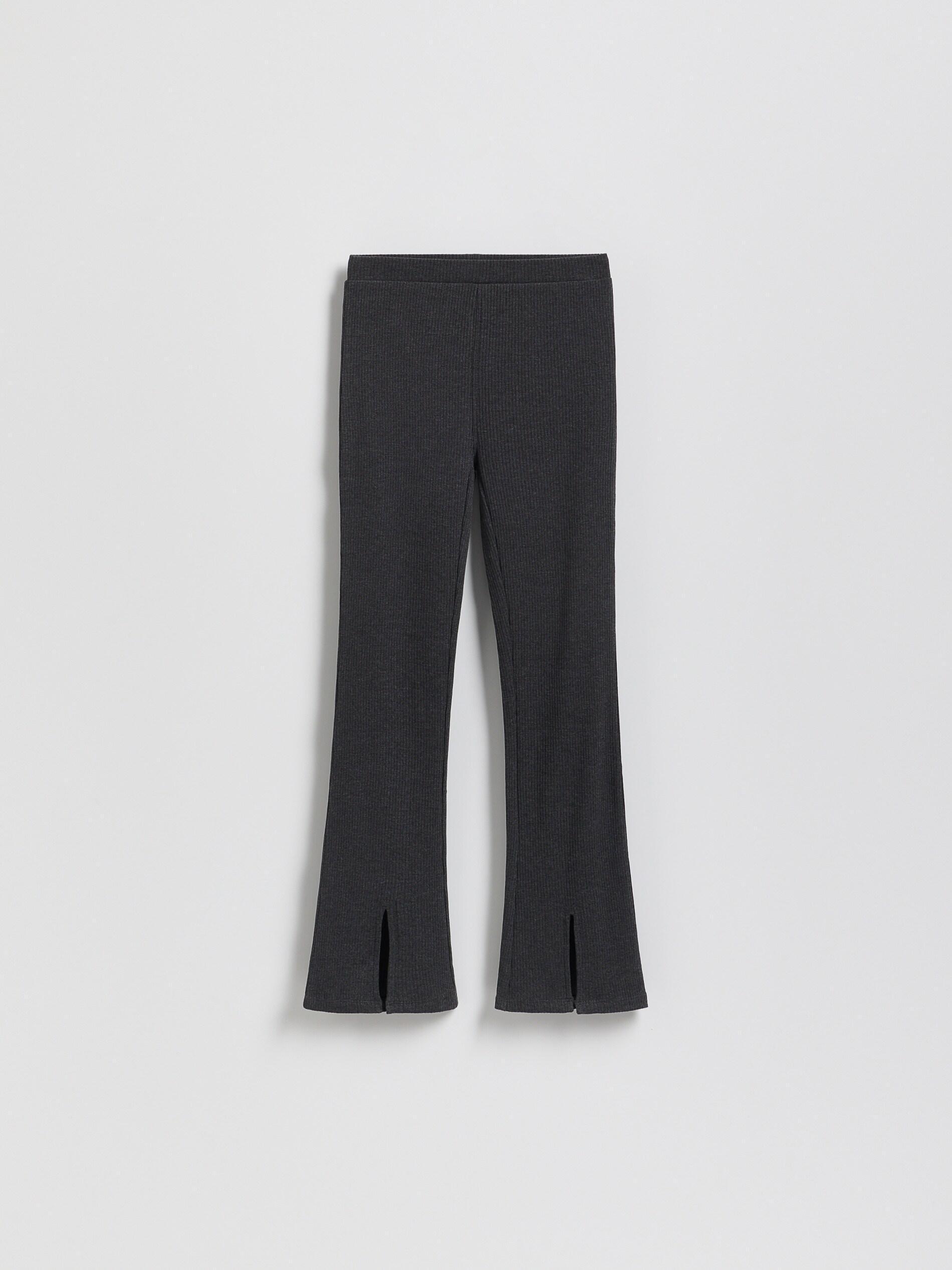 Grey Flare Trousers With Splits, Grey, large image number 0