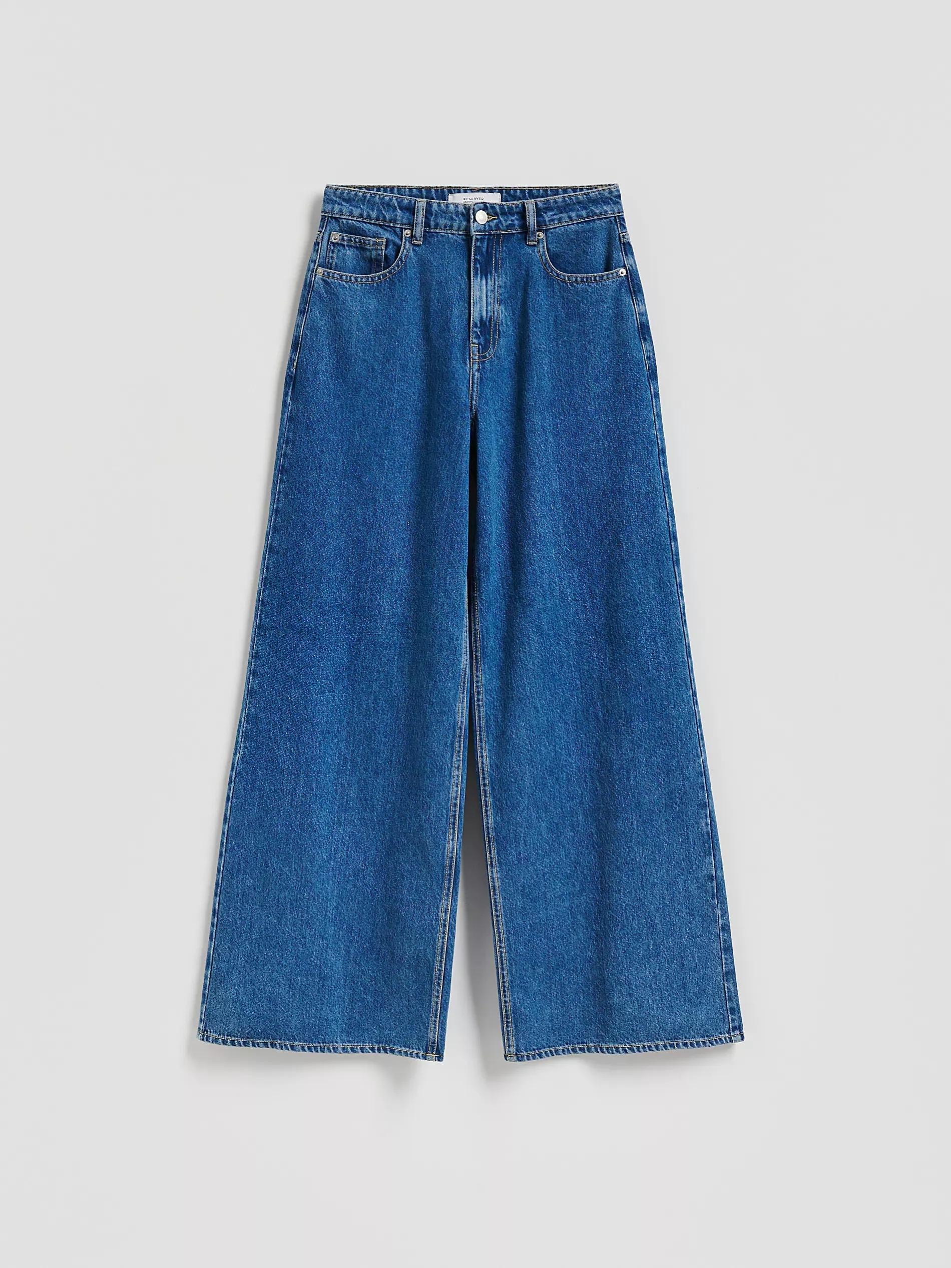 Blue Wide Leg Jeans, Blue, large image number 0