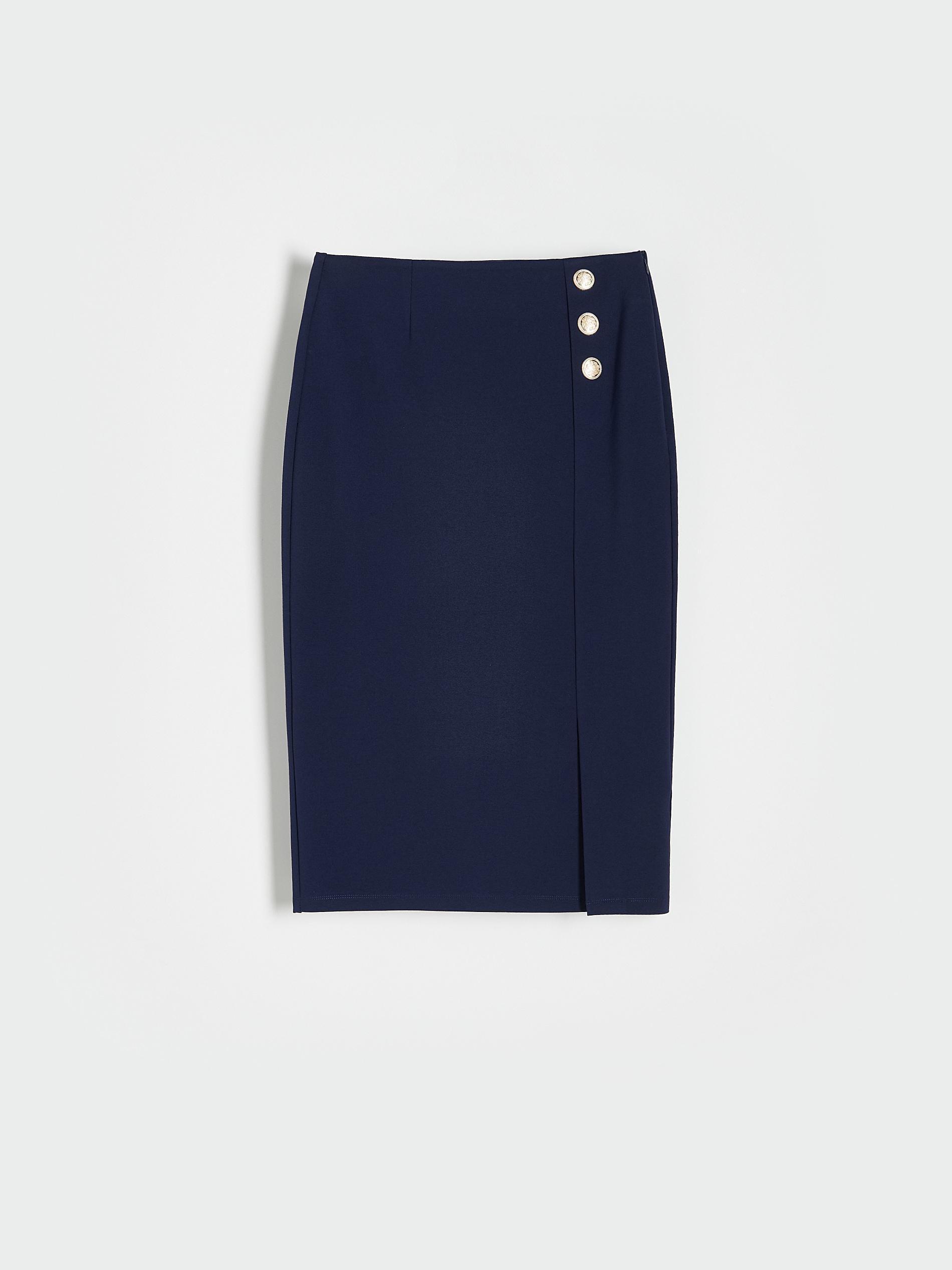 Navy Buttoned Pencil Skirt, , large image number 2