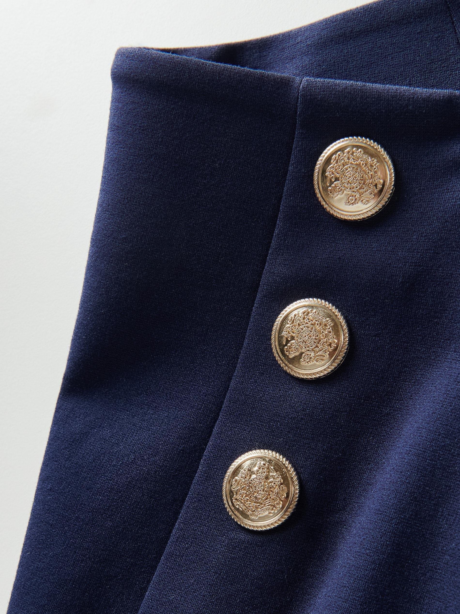 Navy Buttoned Pencil Skirt, , large image number 3
