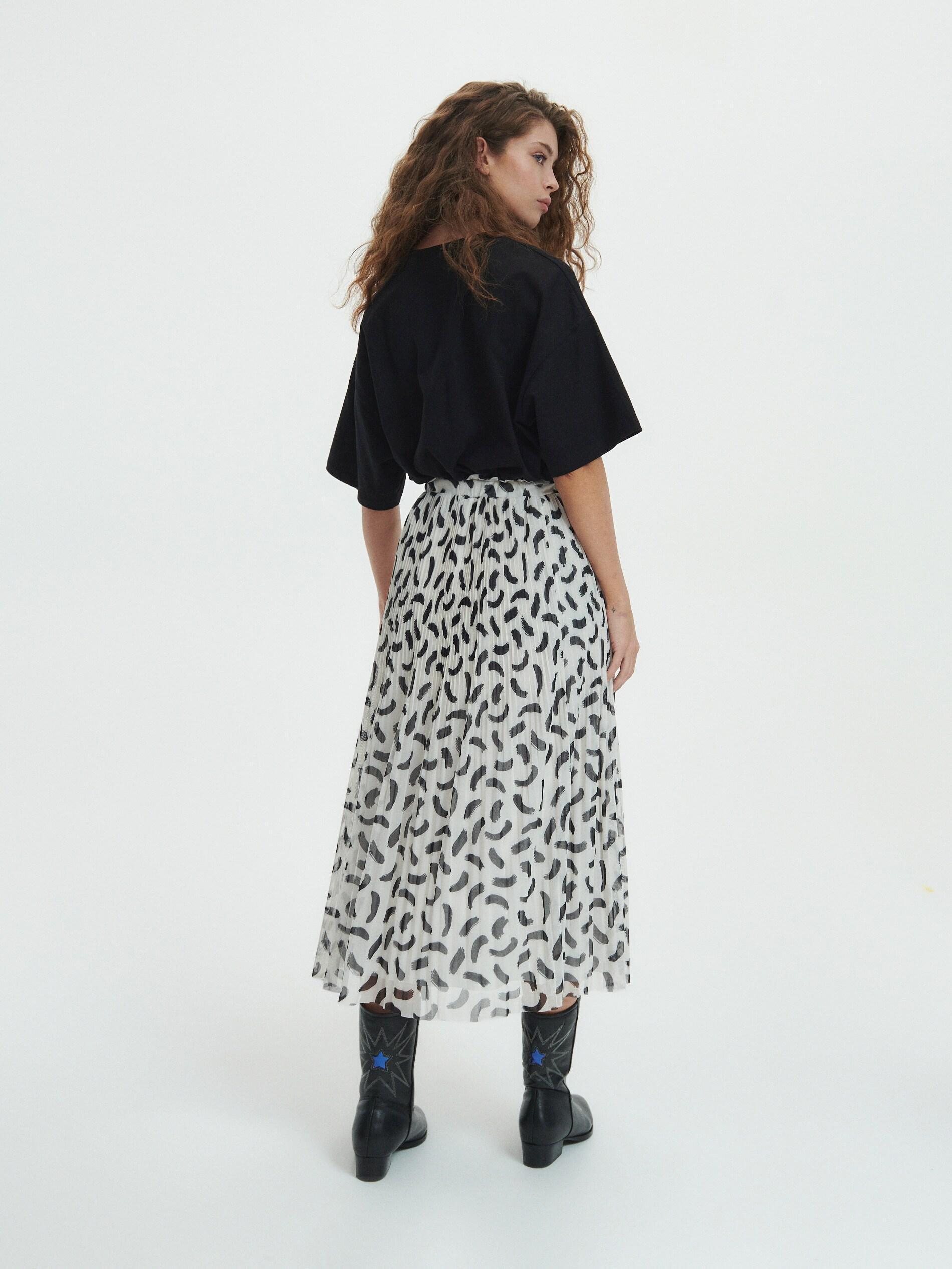 Cream Patterned Skirt, , large image number 3