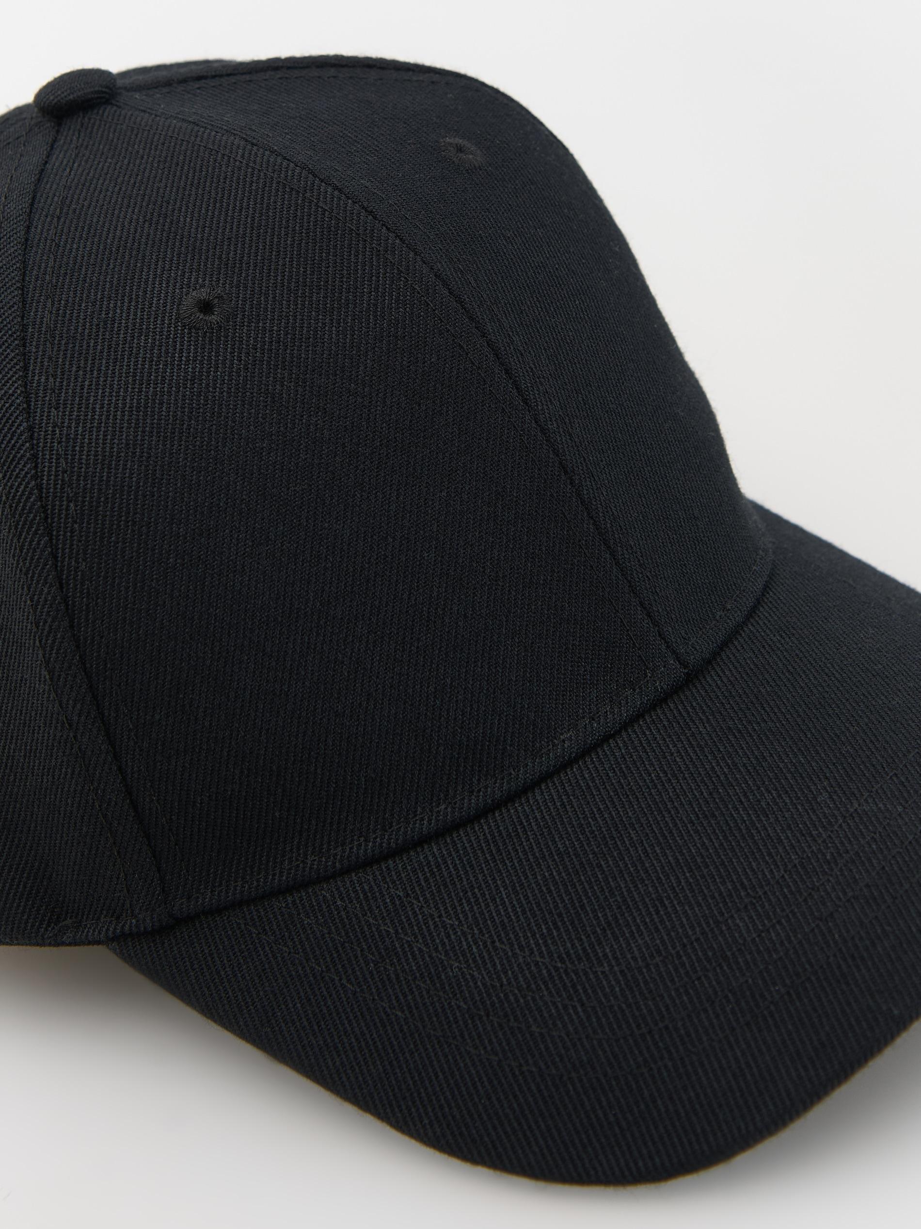 Black Baseball Cap With Wool Blend, Black, large image number 5