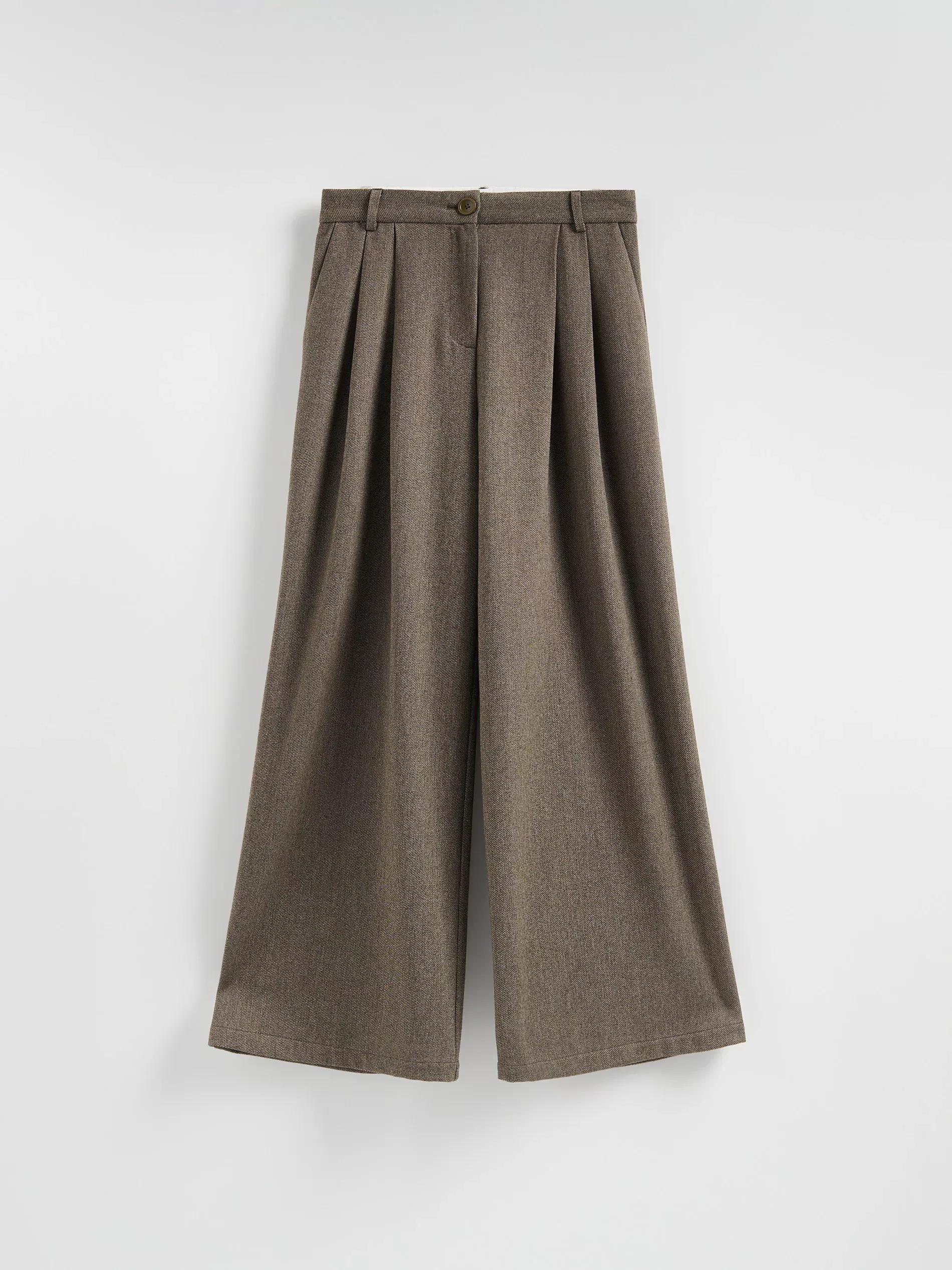 Brown Viscose Rich Trousers, Brown, medium