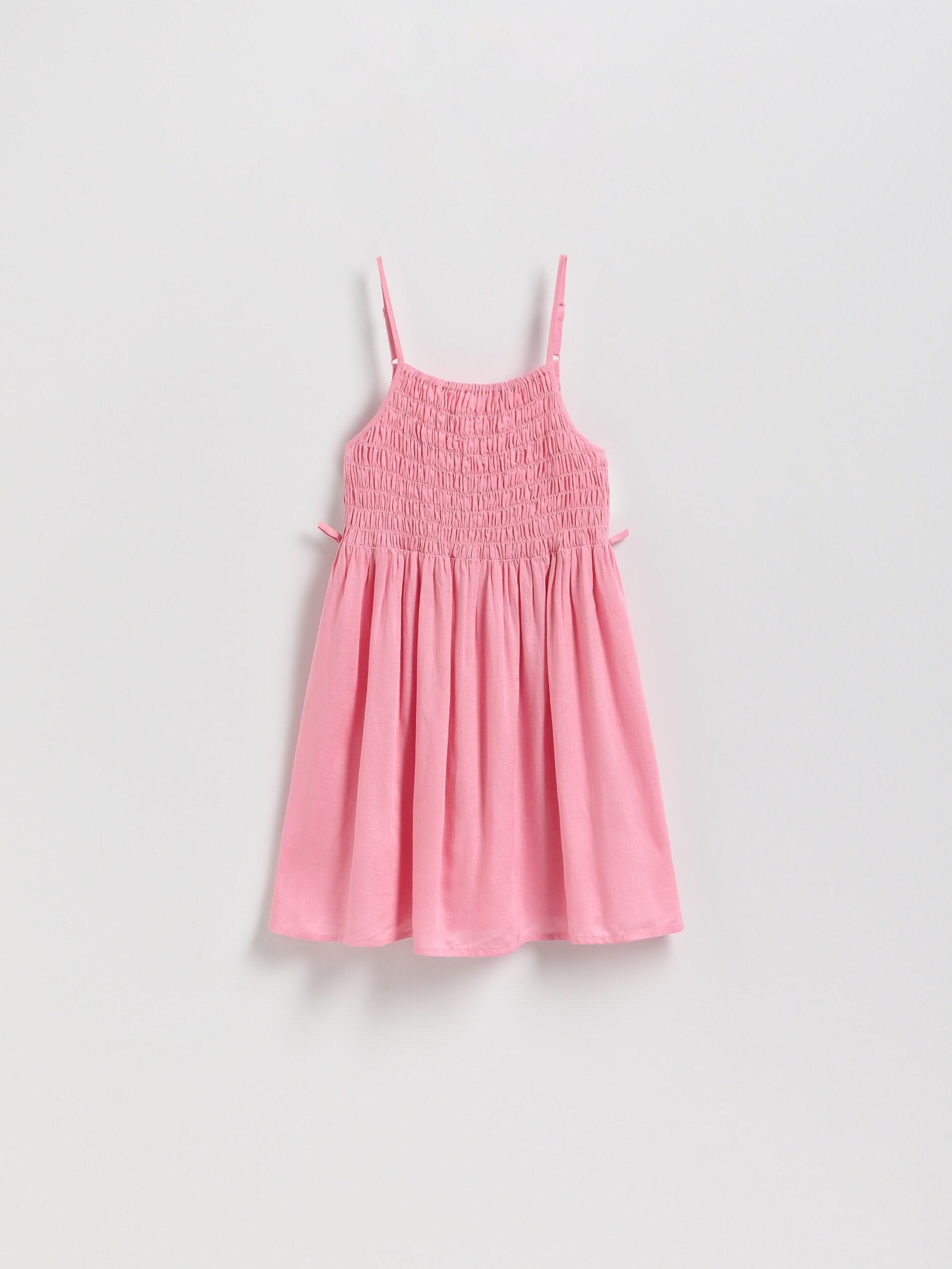 Pink Linen-Rich Dress, Pink, medium