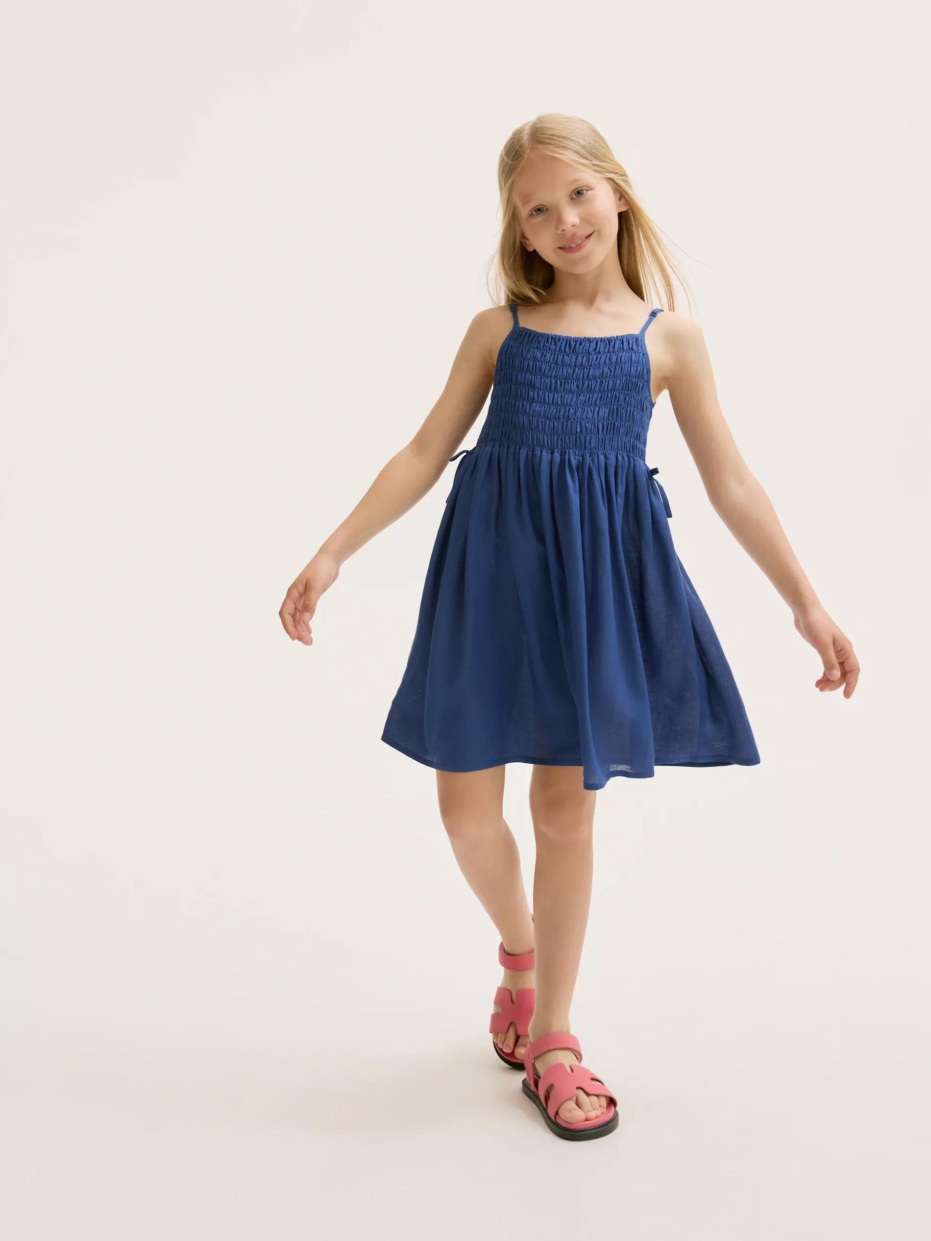 Blue Linen-Rich Dress, , large image number 0