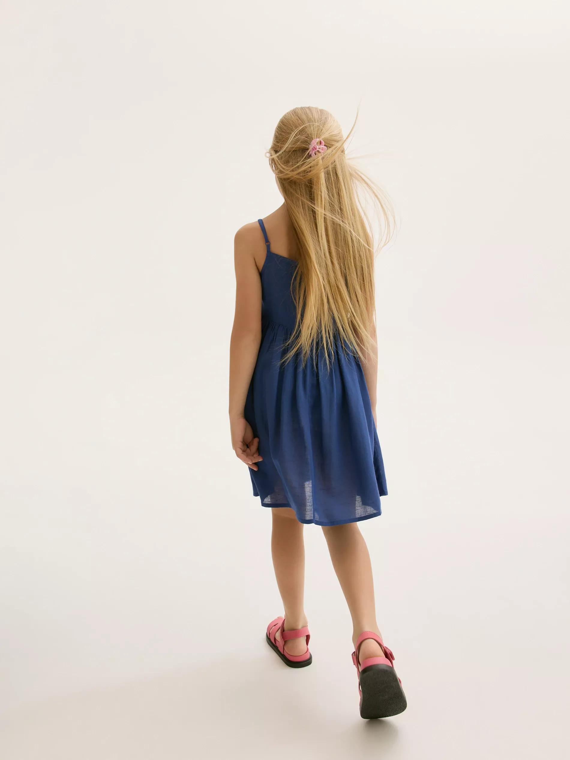 Blue Linen-Rich Dress, , large image number 1