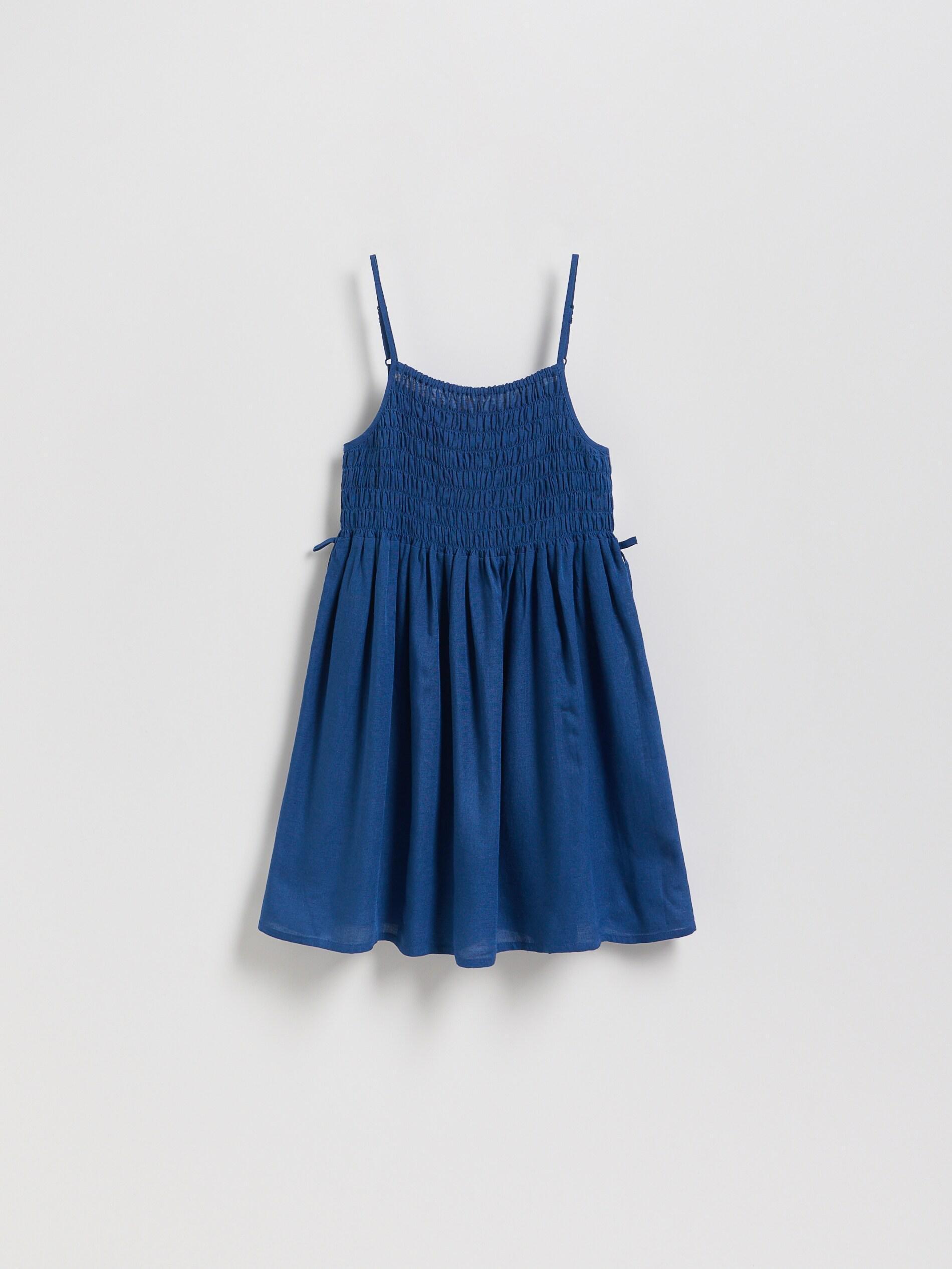 Blue Linen-Rich Dress, Blue, medium