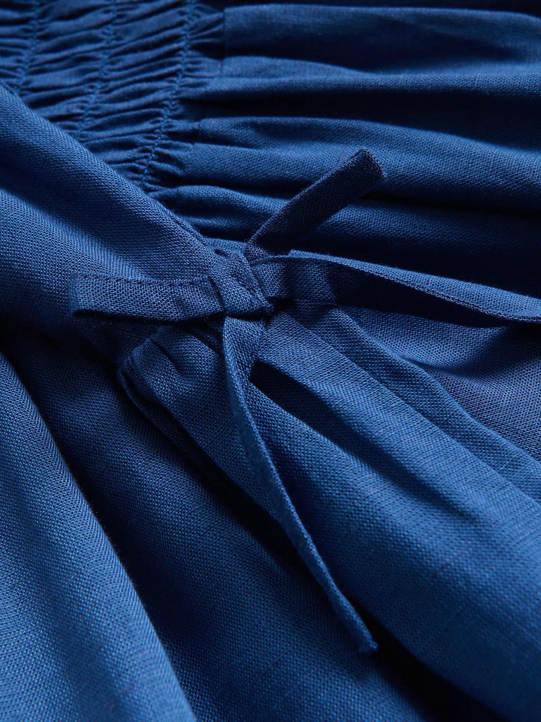 Blue Linen-Rich Dress, Blue, large image number 3