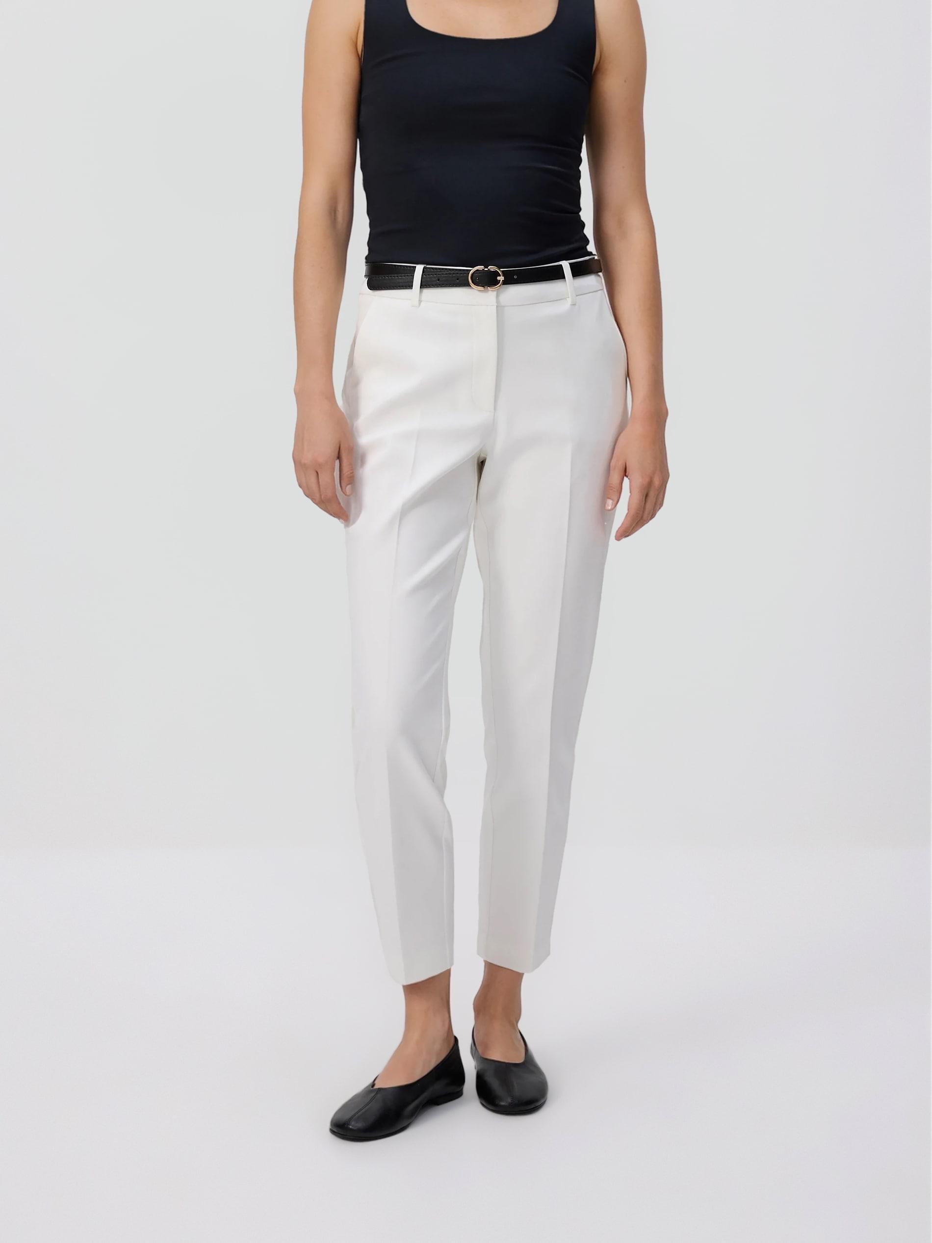 White Cigarette Trousers With Belt, White, large image number 1
