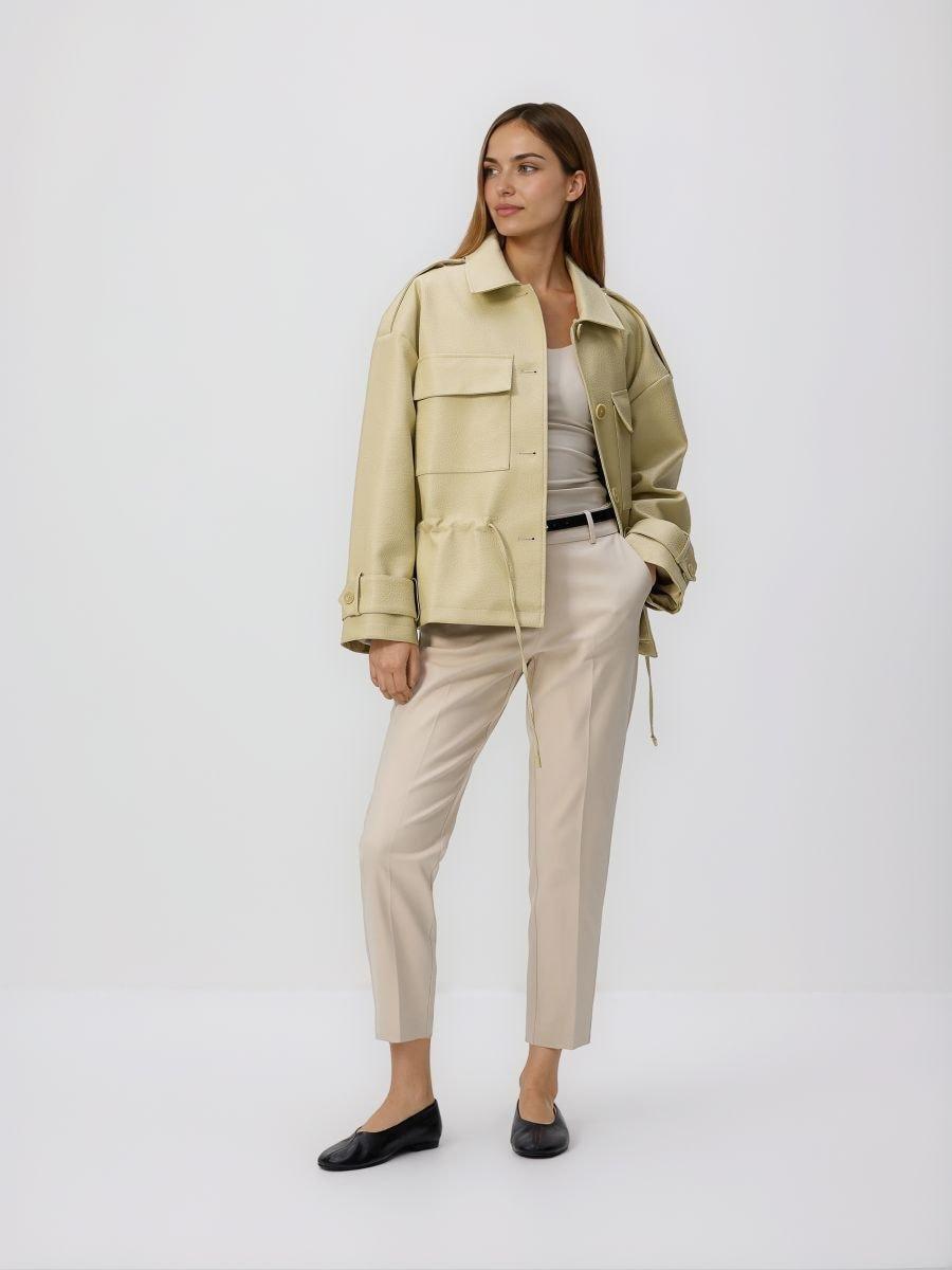 Beige Cigarette Trousers With Belt, Beige, medium