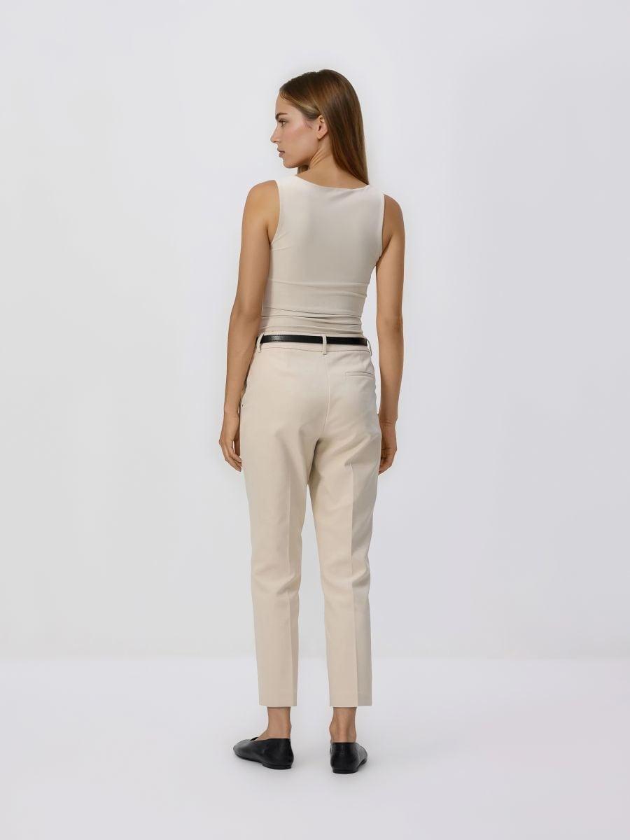 Beige Cigarette Trousers With Belt, Beige, large image number 2