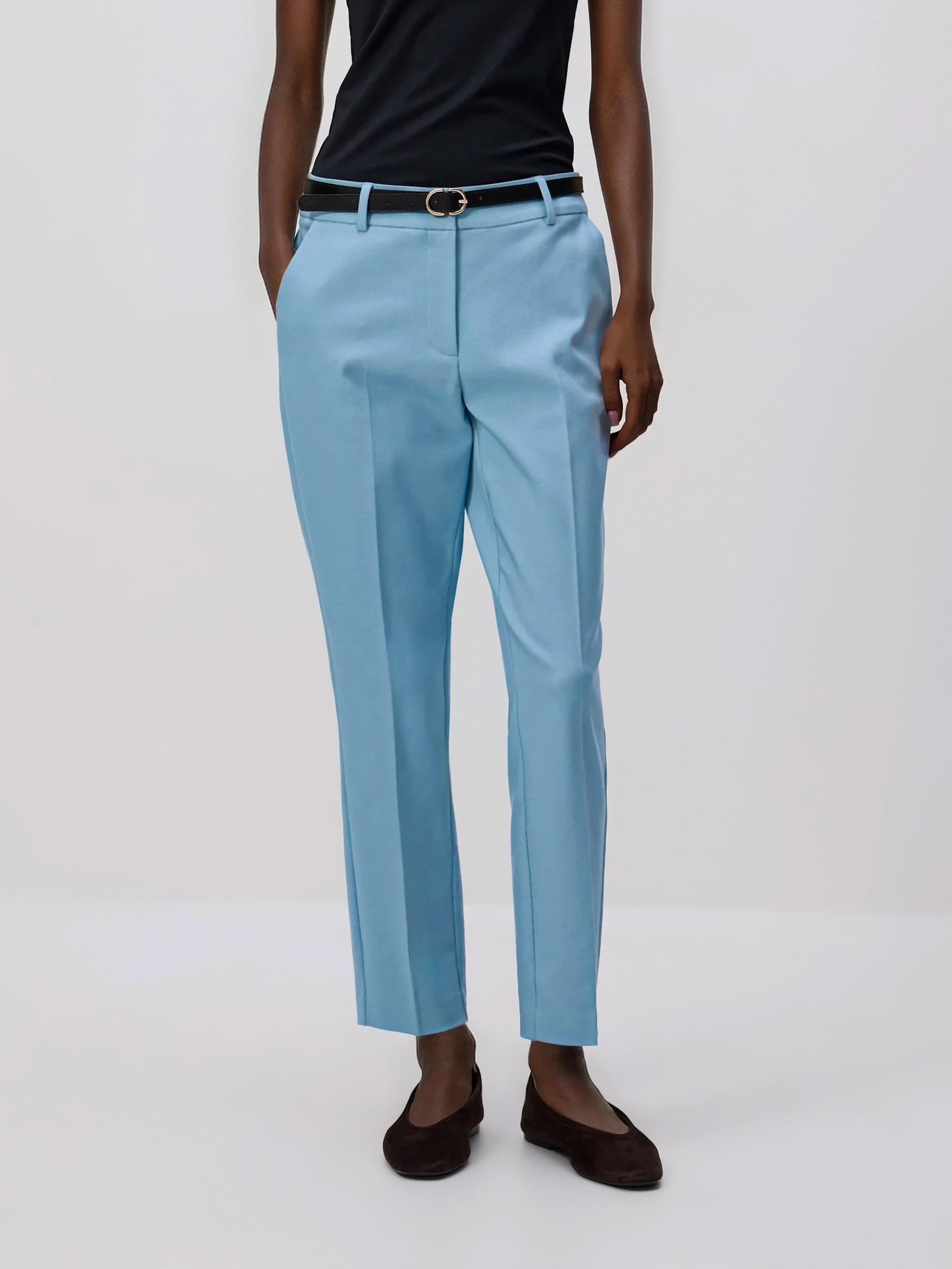 Blue Cigarette Trousers With Belt, Blue, large image number 0