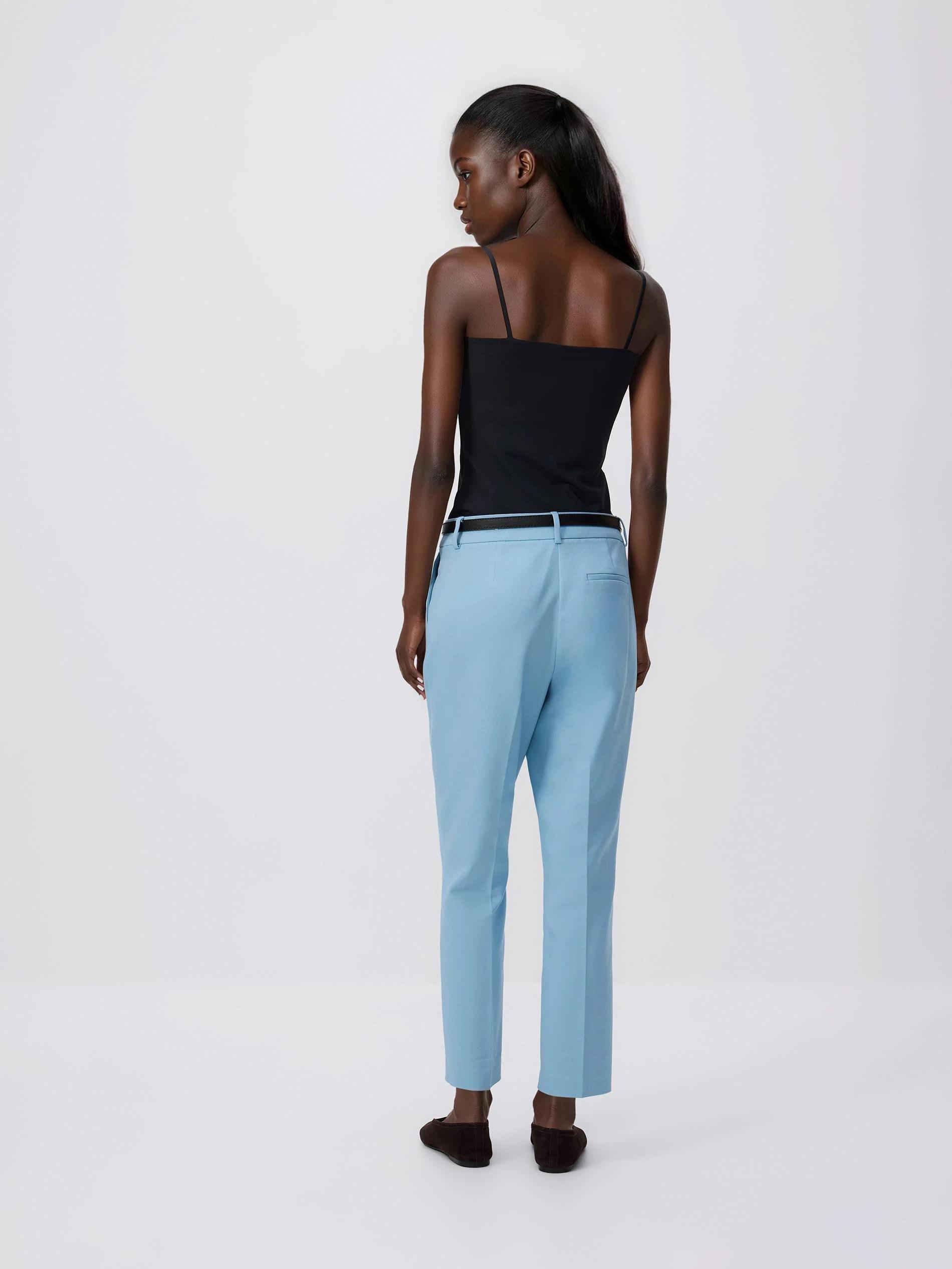 Blue Cigarette Trousers With Belt, Blue, large image number 2