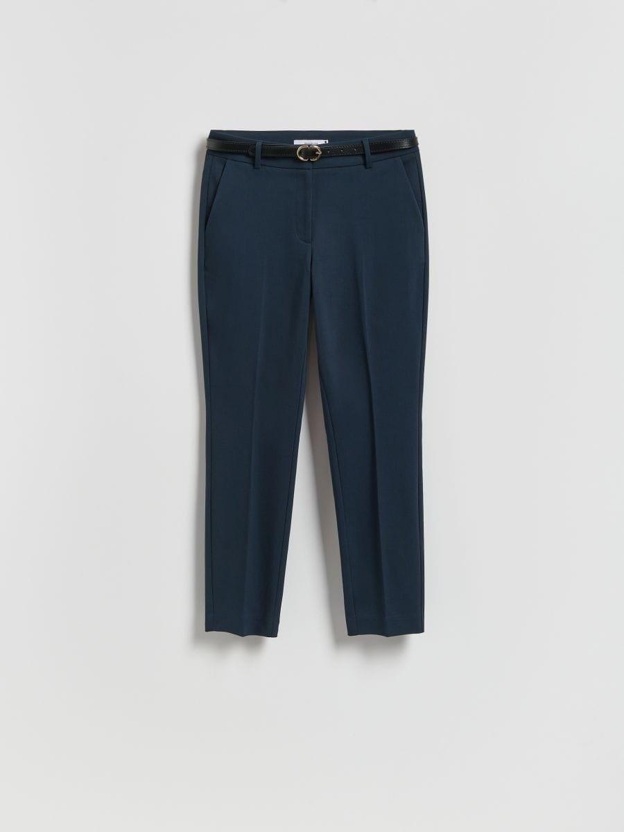 Navy Cigarette Trousers With Belt, Navy, medium