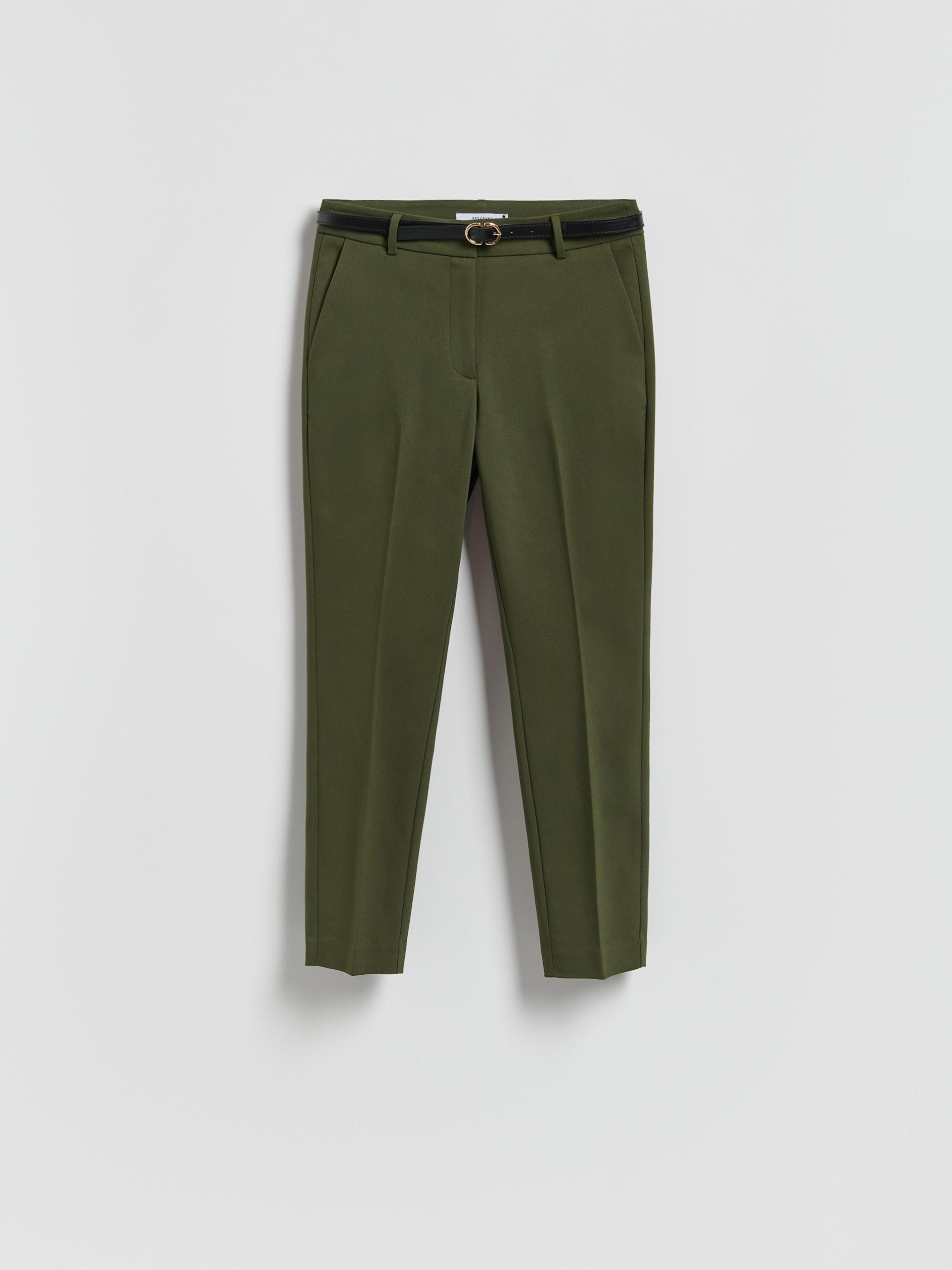 Green Cigarette Trousers With Belt, Khaki, large image number 2