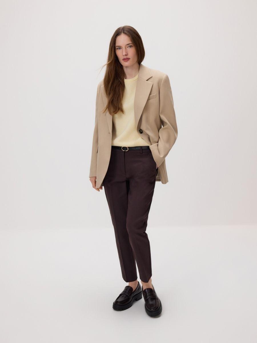 Brown Cigarette trousers with belt, Brown, large image number 0