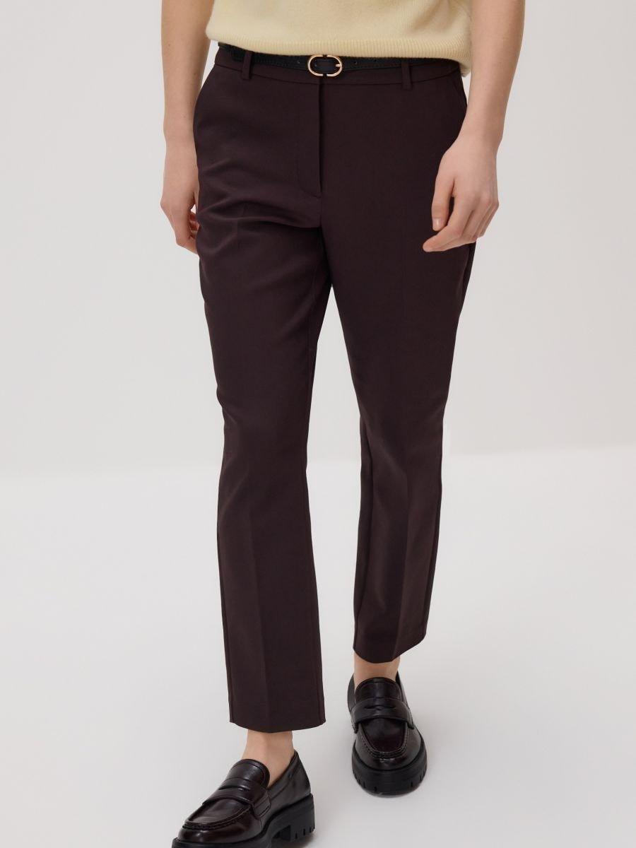 Brown Cigarette trousers with belt, Brown, medium